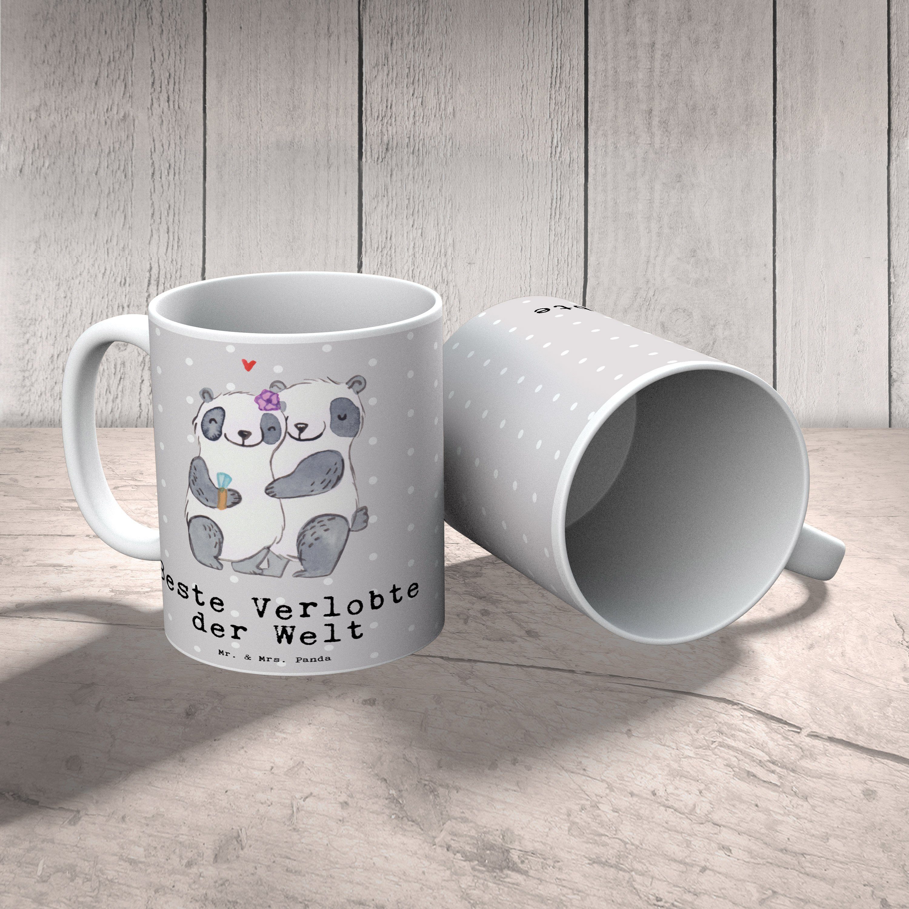 Beste Keramik - & Mrs. Panda Panda Tasse Tasse Welt der Mr. Sprüch, Grau - Geschenk, Pastell Verlobte