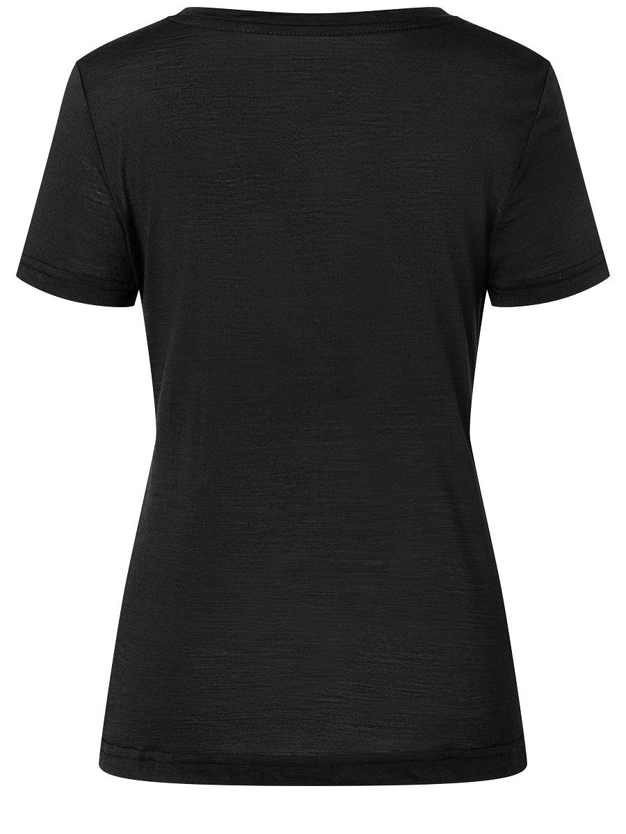 SUPER.NATURAL Print-Shirt Merino T-Shirt TEE KNOWLEDGE W geruchshemmender Black/Feather Grey OF Merino-Materialmix TREE Jet