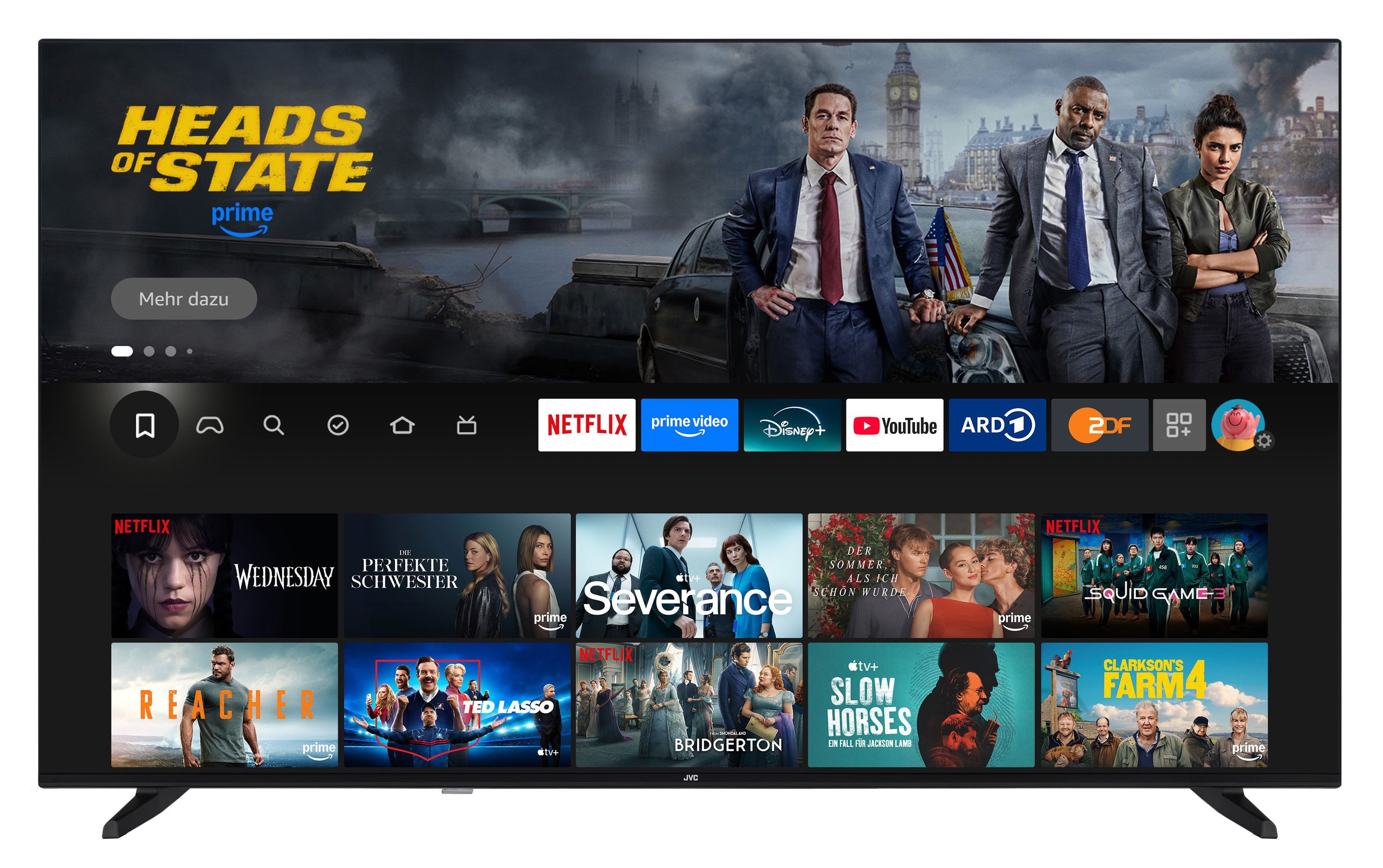 JVC LT-65VRQ3555 QLED-Fernseher (164 cm/65 Zoll, 4K Ultra HD, Fire TV, Fire TV / Smart TV, Dolby Vision HDR, Alexa Built-In, Triple-Tuner)