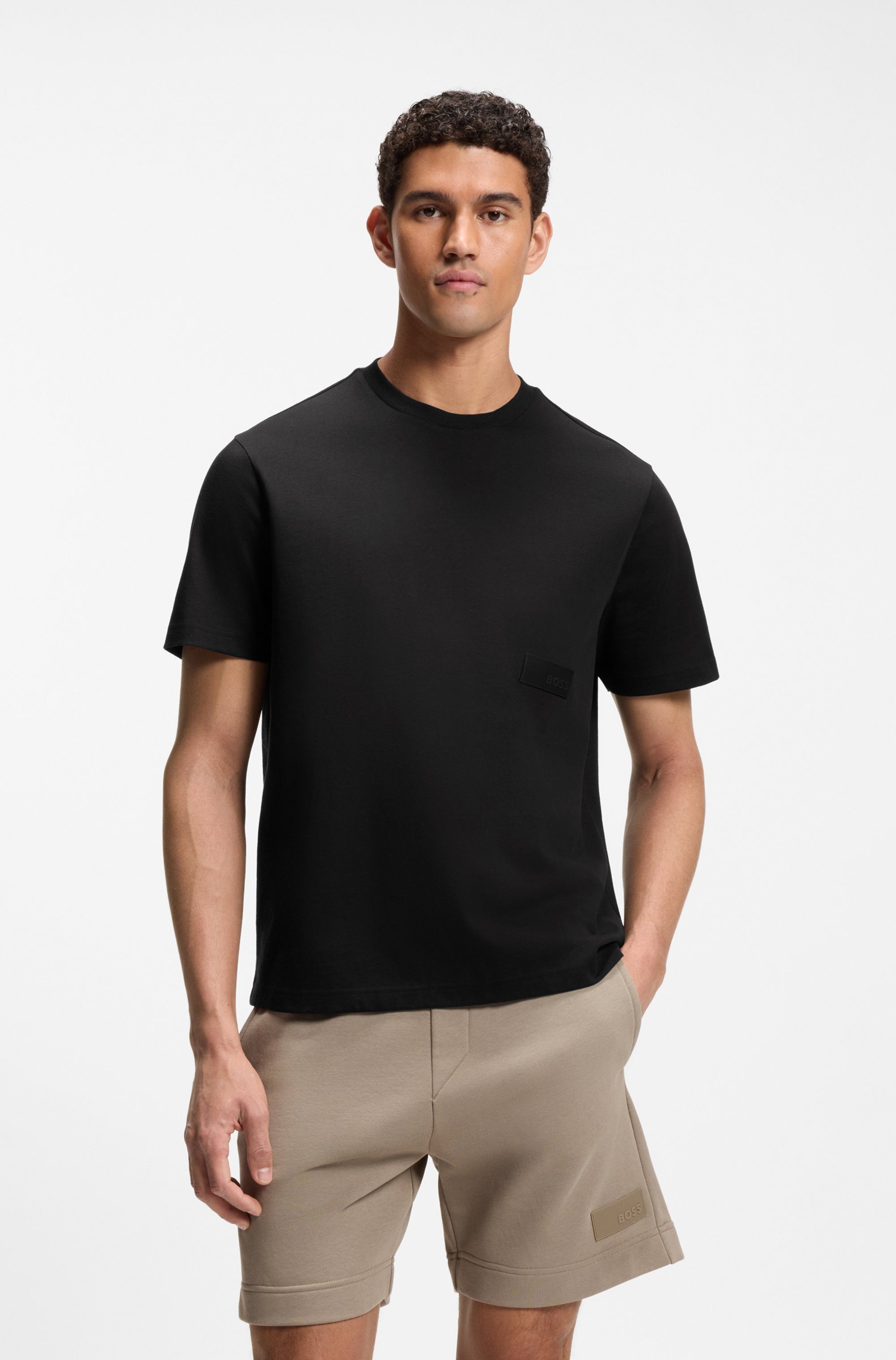BOSS GREEN T-Shirt TS Structure 100% Cotton, Regular Fit, Rundhalsausschnitt