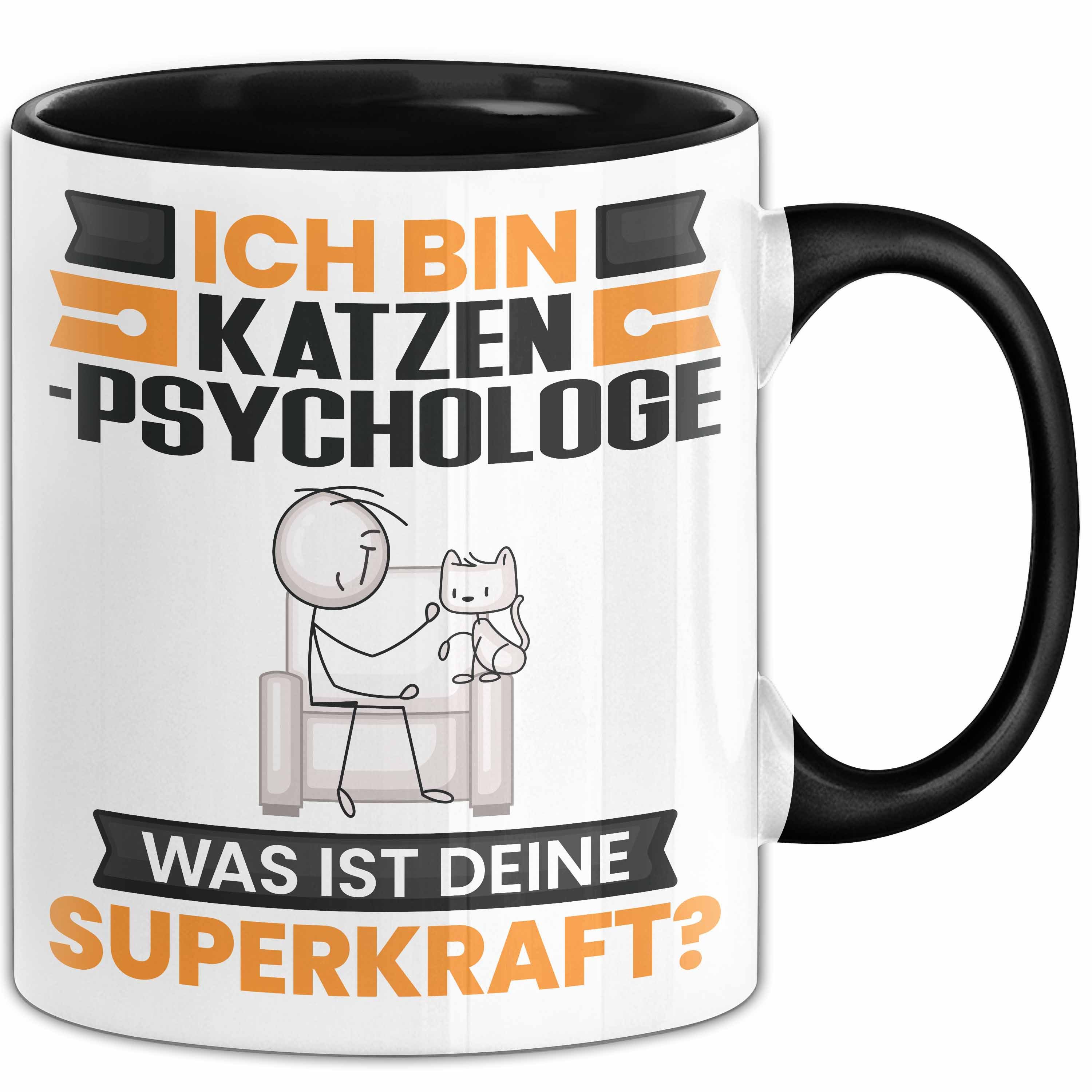 Trendation Tasse Katzenpsychologe Tasse Geschenk für Katzenpsychologe Geburtstag Lustig, Keramik