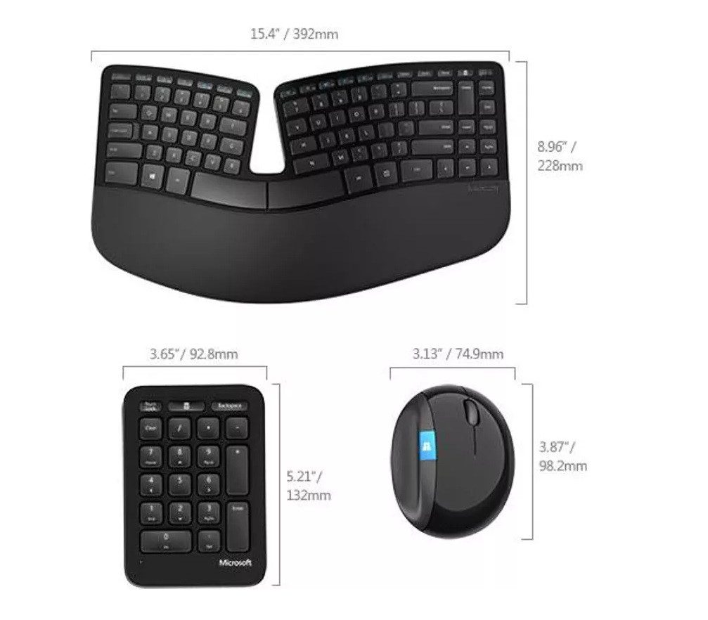Microsoft Sculpt Ergonomic Desktop -Maus+Tastatur+Ziffernblock QWERTZ(Ungarisch) Tastatur- und Maus-Set