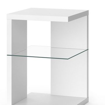 Livinity® Beistelltisch Wohnzimmertisch Derby Weiß mit Glasboden