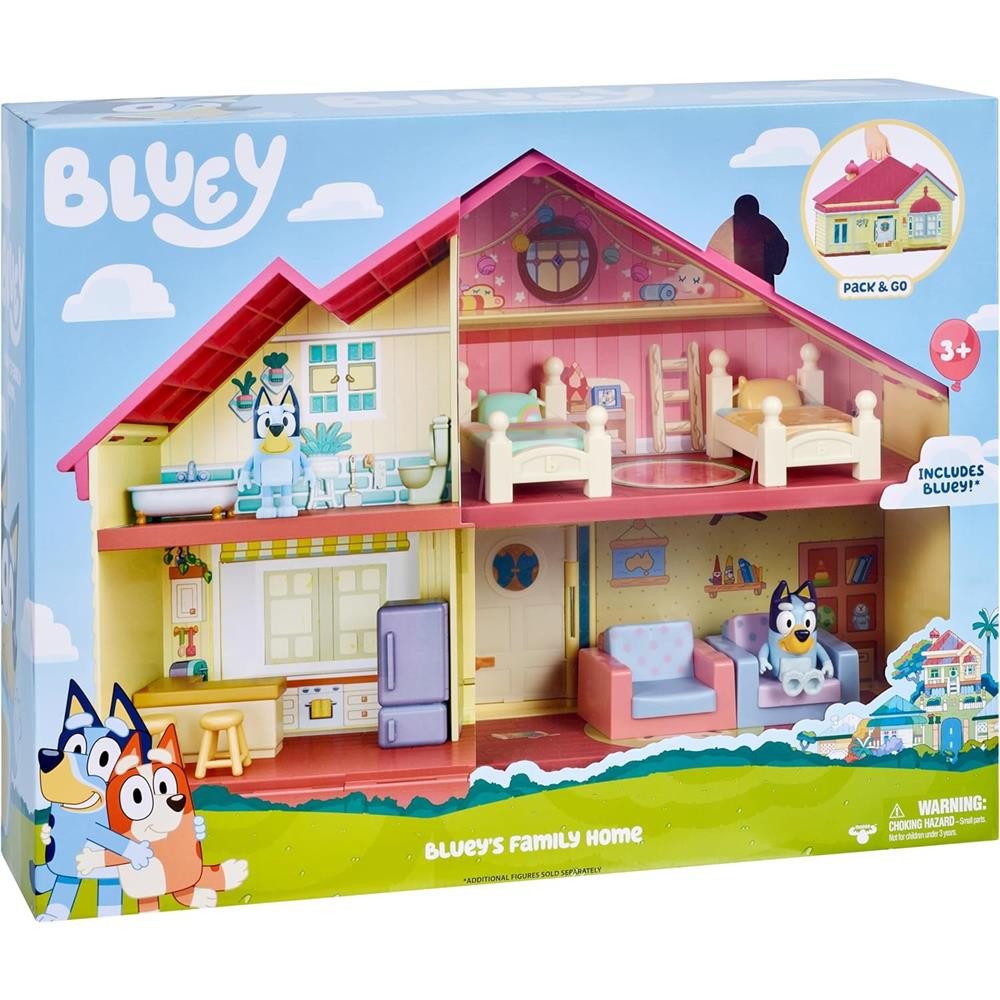 Moose Toys Puppenhaus Bluey's Family Home Spielhaus mit Bluey Figur Puppenhaus, Viel Zubehör: Möbelstücke zum Umstellen und Kombinieren