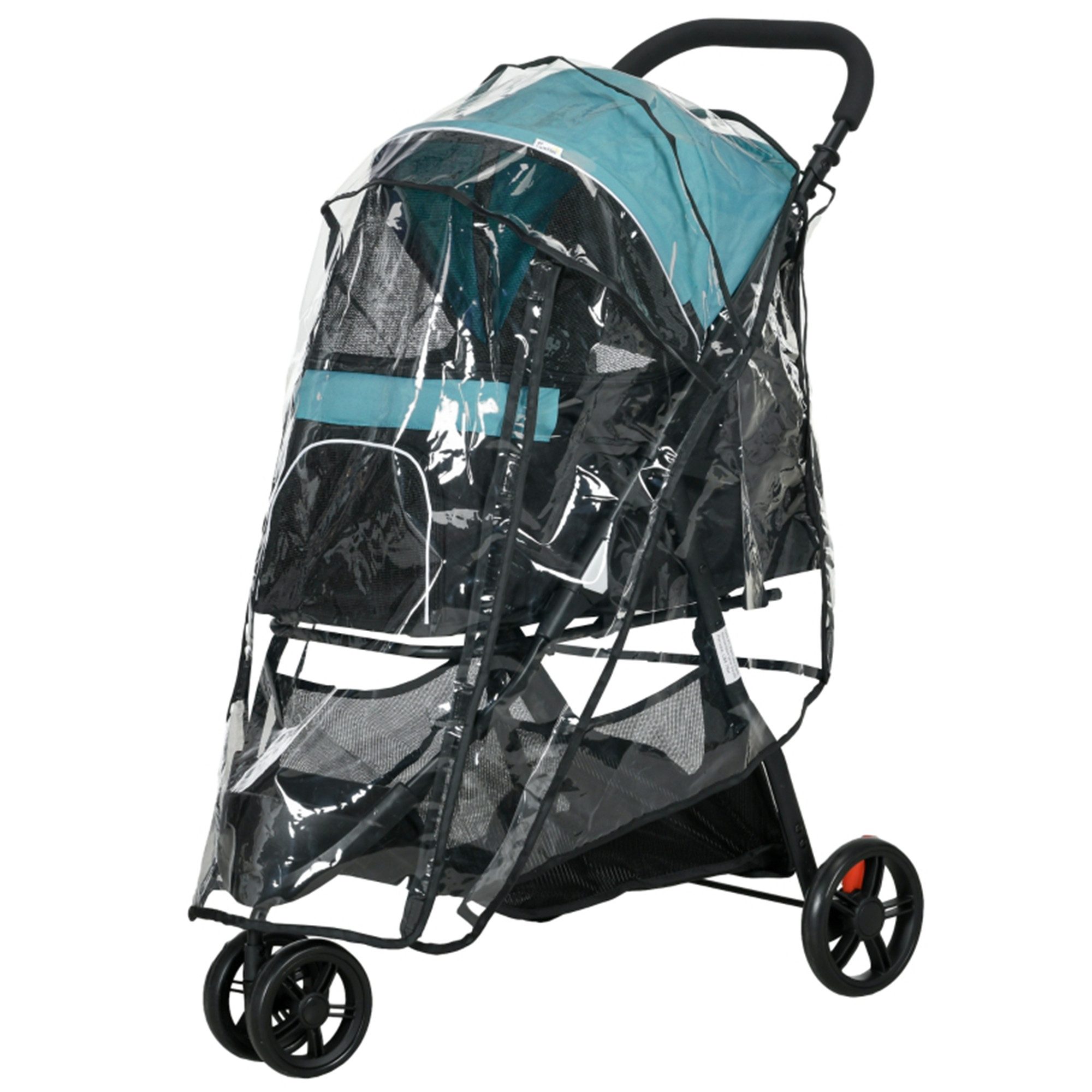 MC Star Hundebuggy Haustierbuggy bis 10kg klappbar Sicherheitsleine Handgriff, (Handgriff Regenschutz Aufbewahrungskorb Blau + Schwarz)