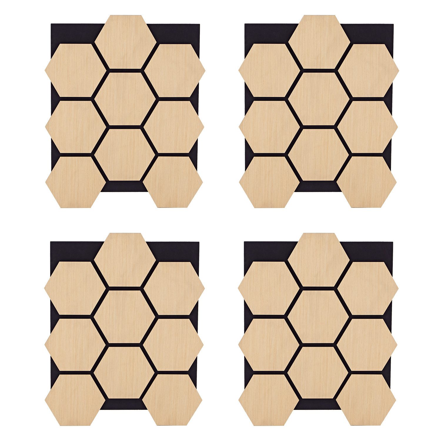 Homestyle4u Akustikpaneele 4 Wandpaneele Holz Hexagon 76 x 62 cm Stück Natu günstig online kaufen