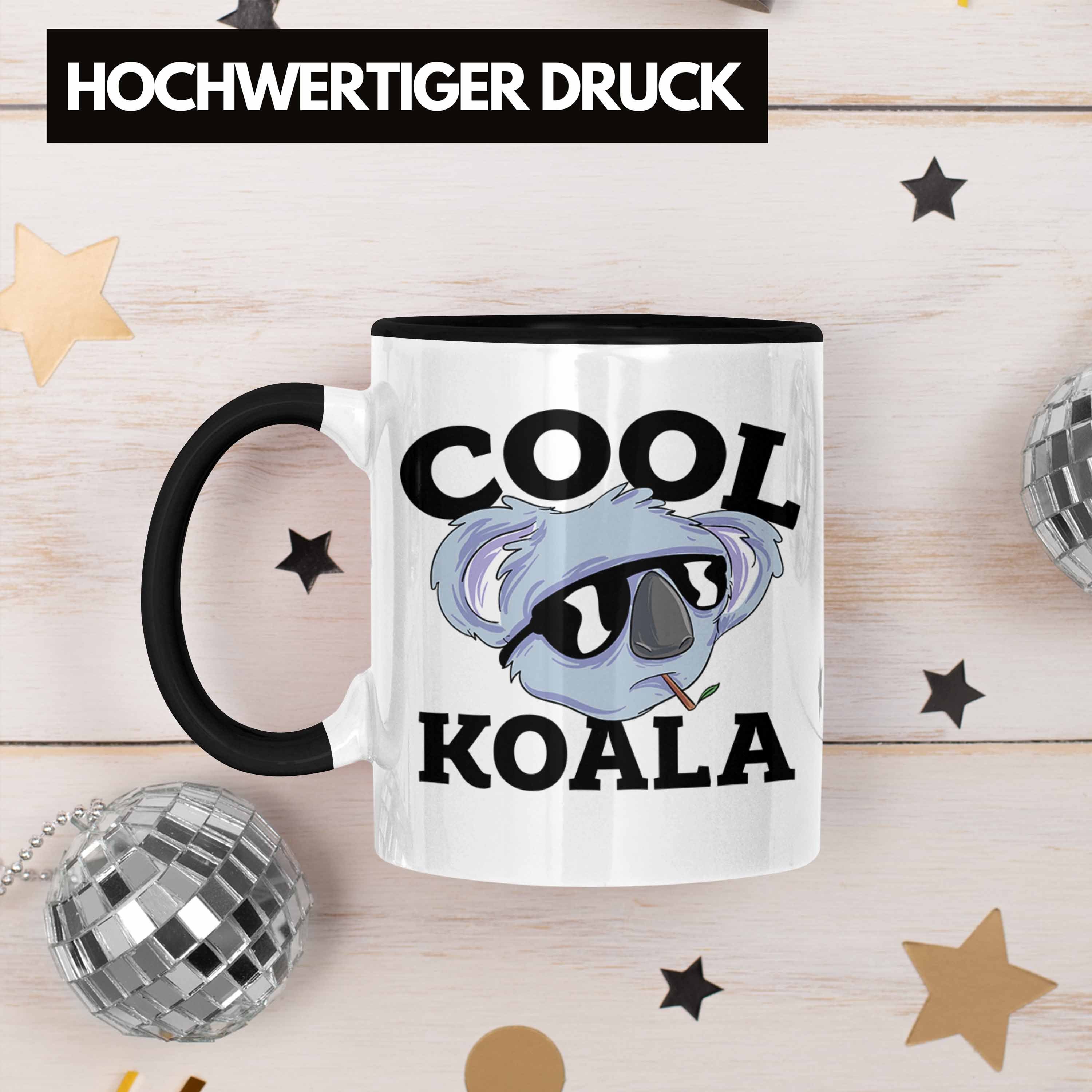 Trendation Tasse Koala-Aufdruck Koala Schwarz Geschenkidee Tasse Koala-Liebhaber Tasse für