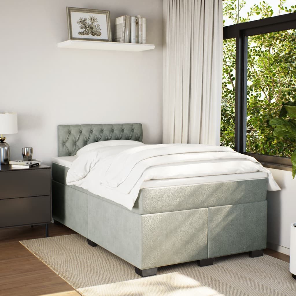 vidaXL Bett Boxspringbett mit Matratze Hellgrau günstig online kaufen