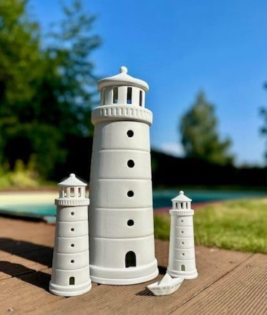 Räder Design Dekoobjekt räder Meeresrauschen Leuchtturm Groß aus Porzellan weiß 40x15,5cm