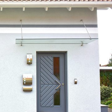 HOME DELUXE Vordach RENMA - 150 x 90 cm Glasvordach, VSG Haustür Vordach inkl. Halter