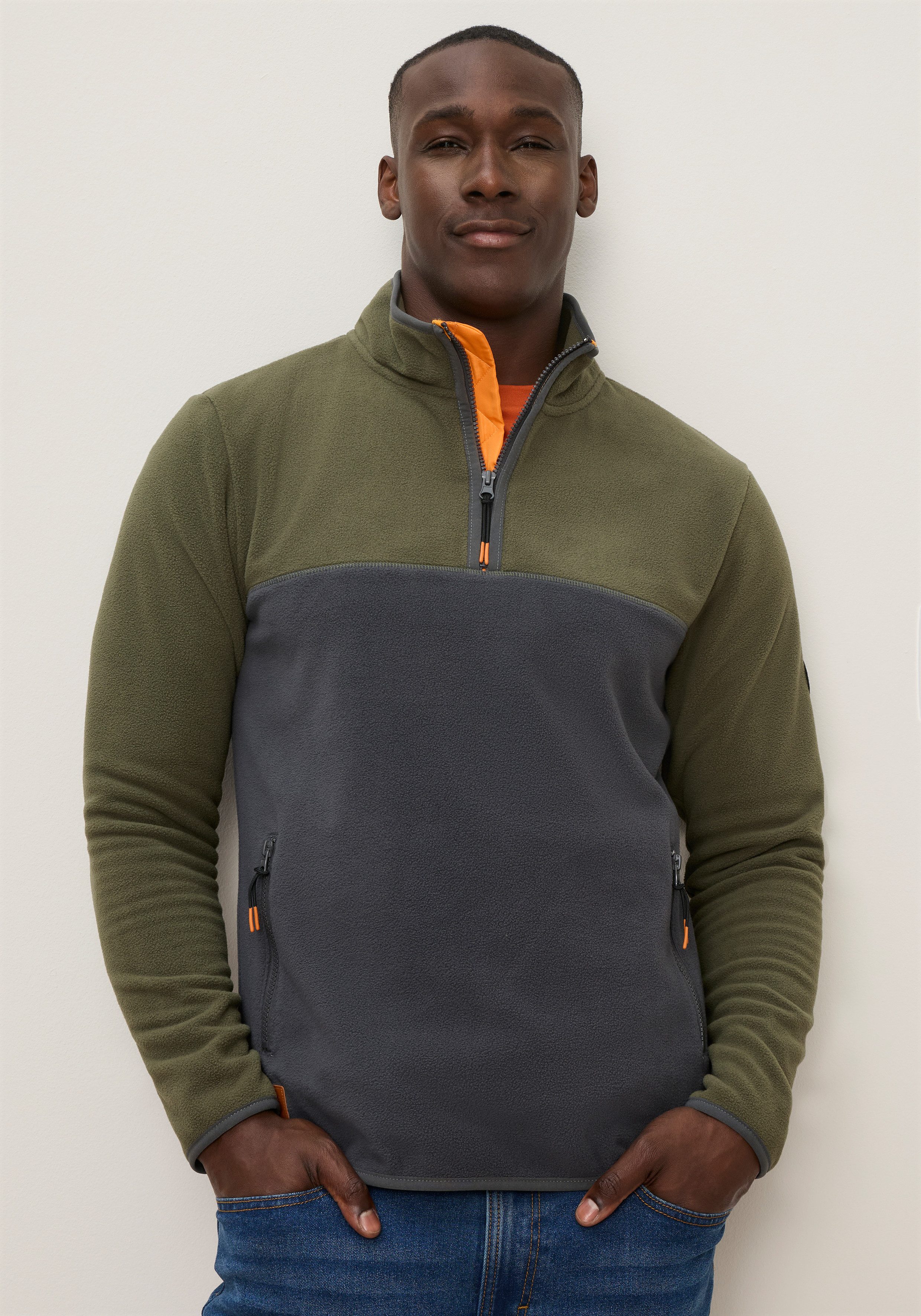 KangaROOS Fleecepullover mit hochschließendem Kragen, wärmend, auch in größeren Größen