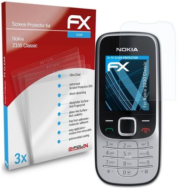 atFoliX Schutzfolie Displayschutz für Nokia 2330 Classic, (3 Folien), Ultraklar und hartbeschichtet