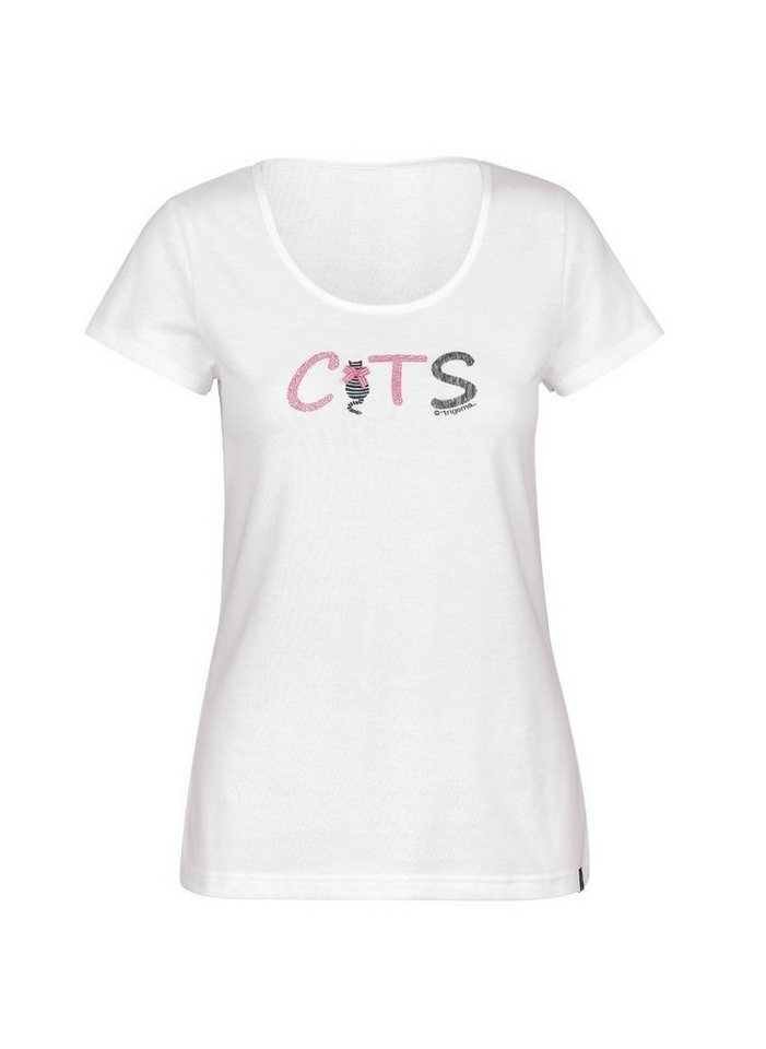Trigema T-Shirt TRIGEMA Schlafshirt mit Cats-Schriftzug