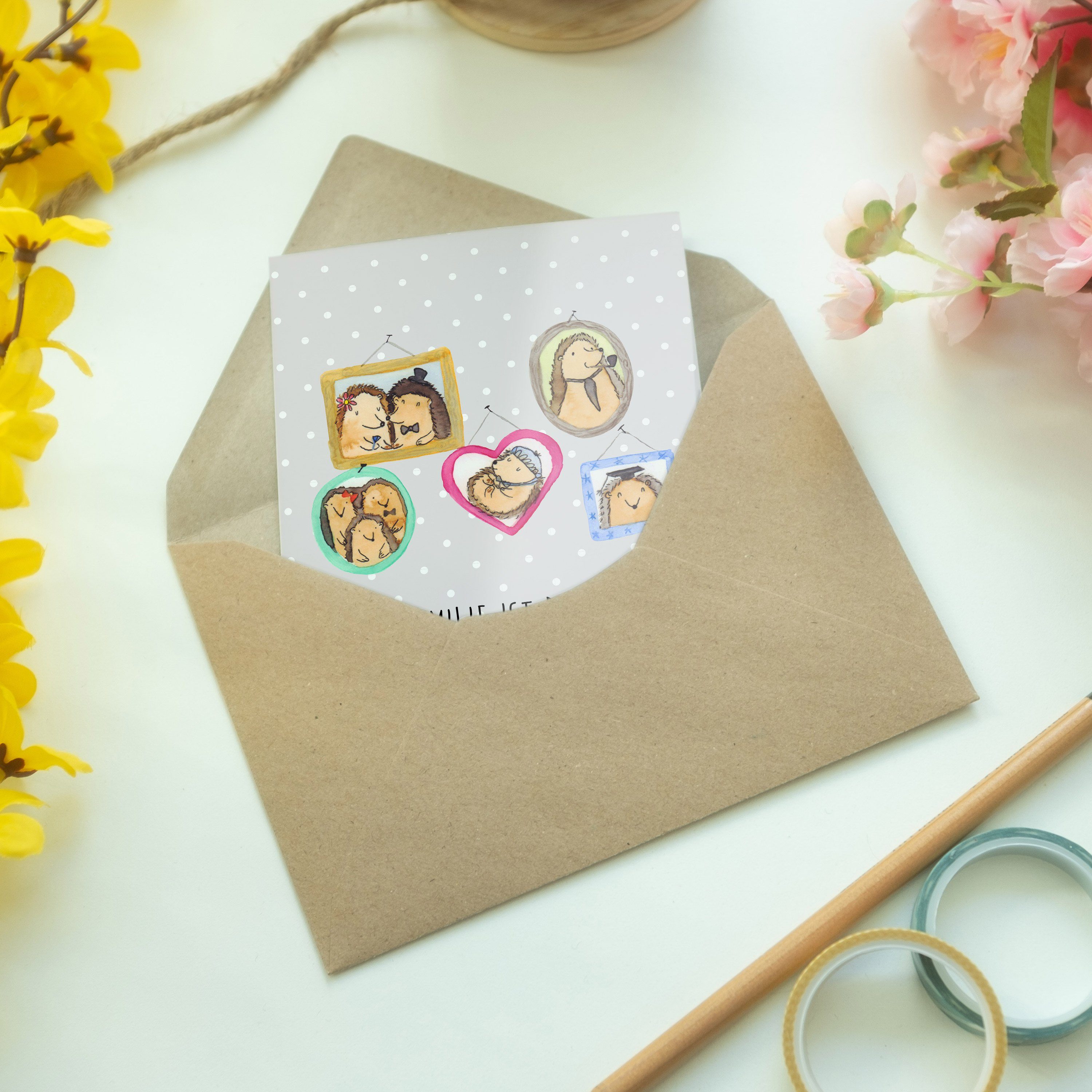 Mr. & Mrs. - Igel Geschenk, Grau Papa, - Familie Panda Einladu Grußkarte Pastell Hochzeitskarte