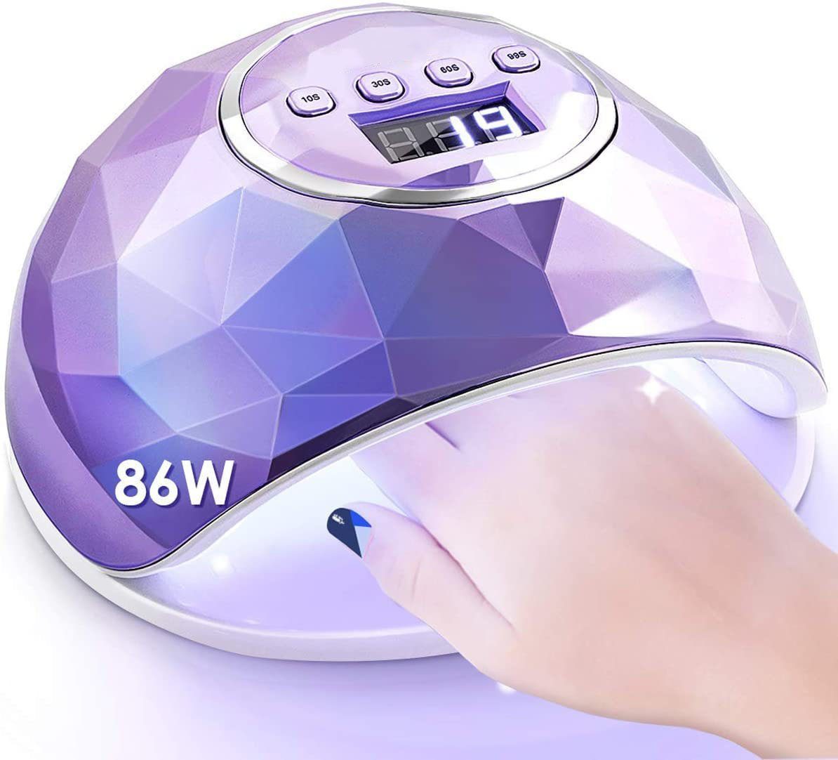 Leway Lichthärtungsgerät Nageltrocknungslampe, 86W UV LED Nagellampe,  Professionelle Gel UV LED Nagellampe mit Sensor LCD Display für Nägel und  Fußnägel Nageldesign mit 4 Timern für alle Gele