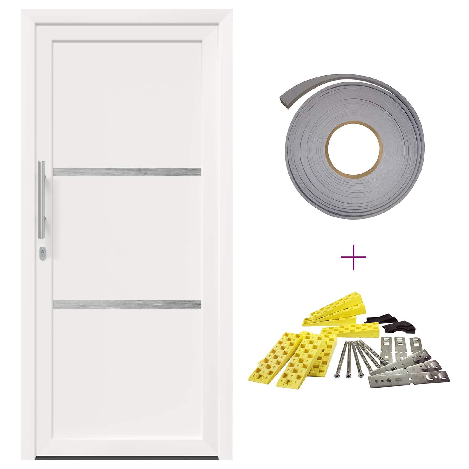 vidaXL Haustür Vordertür 108 x 208 cm PVC Weiß (1-St)