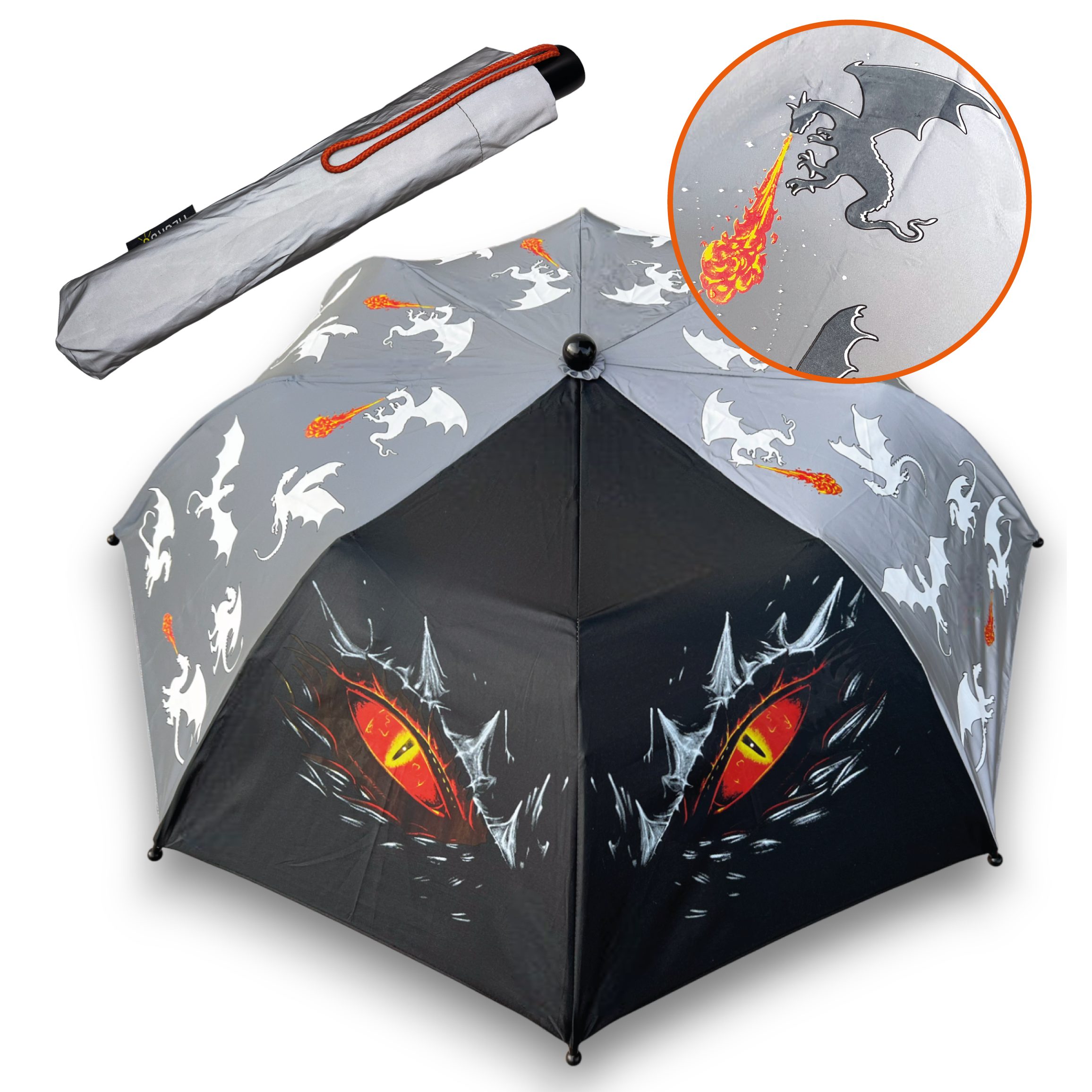 HECKBO Rucksack-Regenschutz Magic Regenschirm Drache