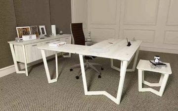JVmoebel Eckschreibtisch Moderner Weißer Schreibtisch Luxus Ecktisch Holzmöbel Arbeitszimmer (1-St., 1x Schreibtisch), Made in Europa