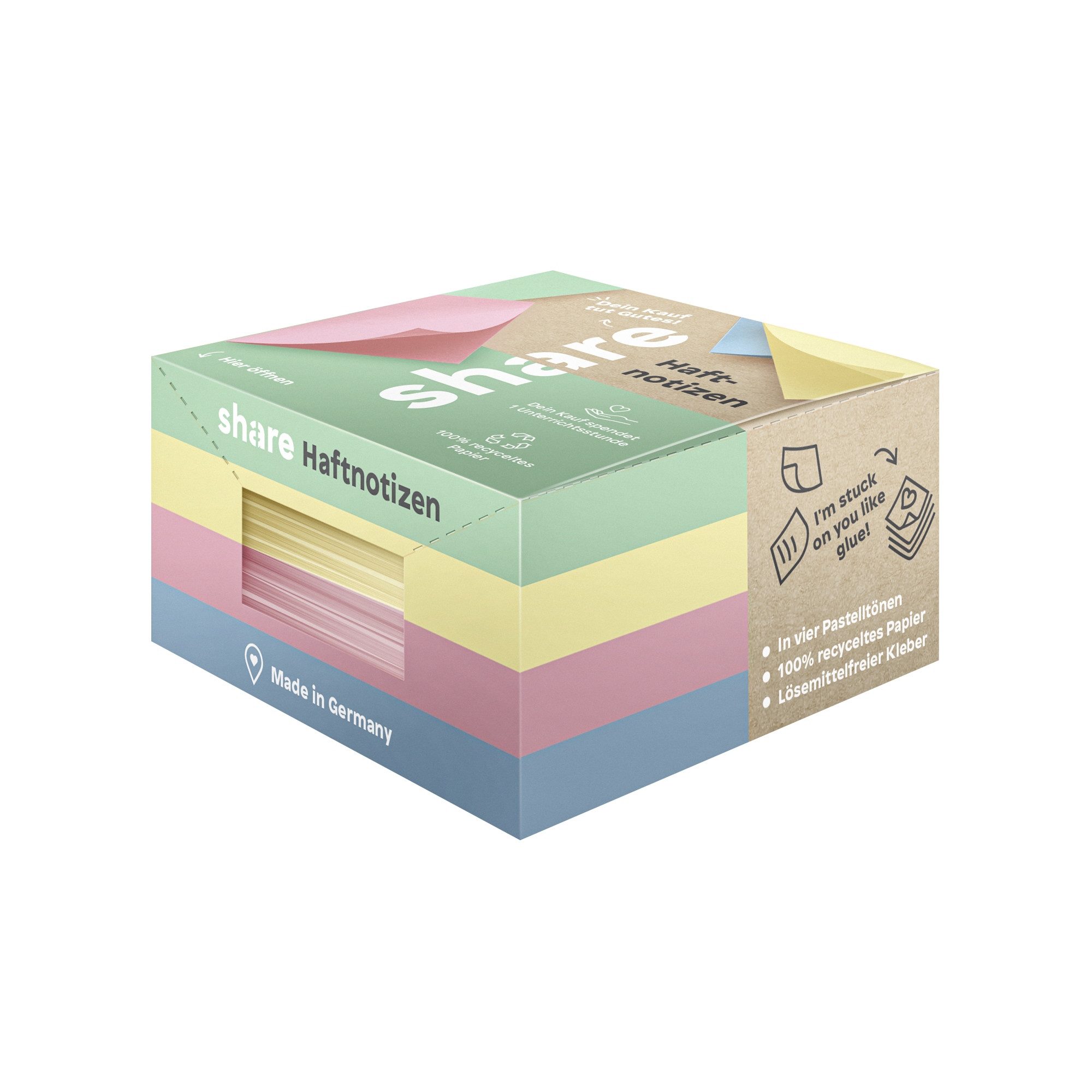 share Haftnotizblock Haftnotizblock Y-08-08-02 400 Blatt farbig (12 Stück)