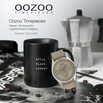 OOZOO Quarzuhr Oozoo Herren Armbanduhr Timepieces Analog, Herrenuhr rund, groß (ca. 42mm) Lederarmband, Fashion-Style