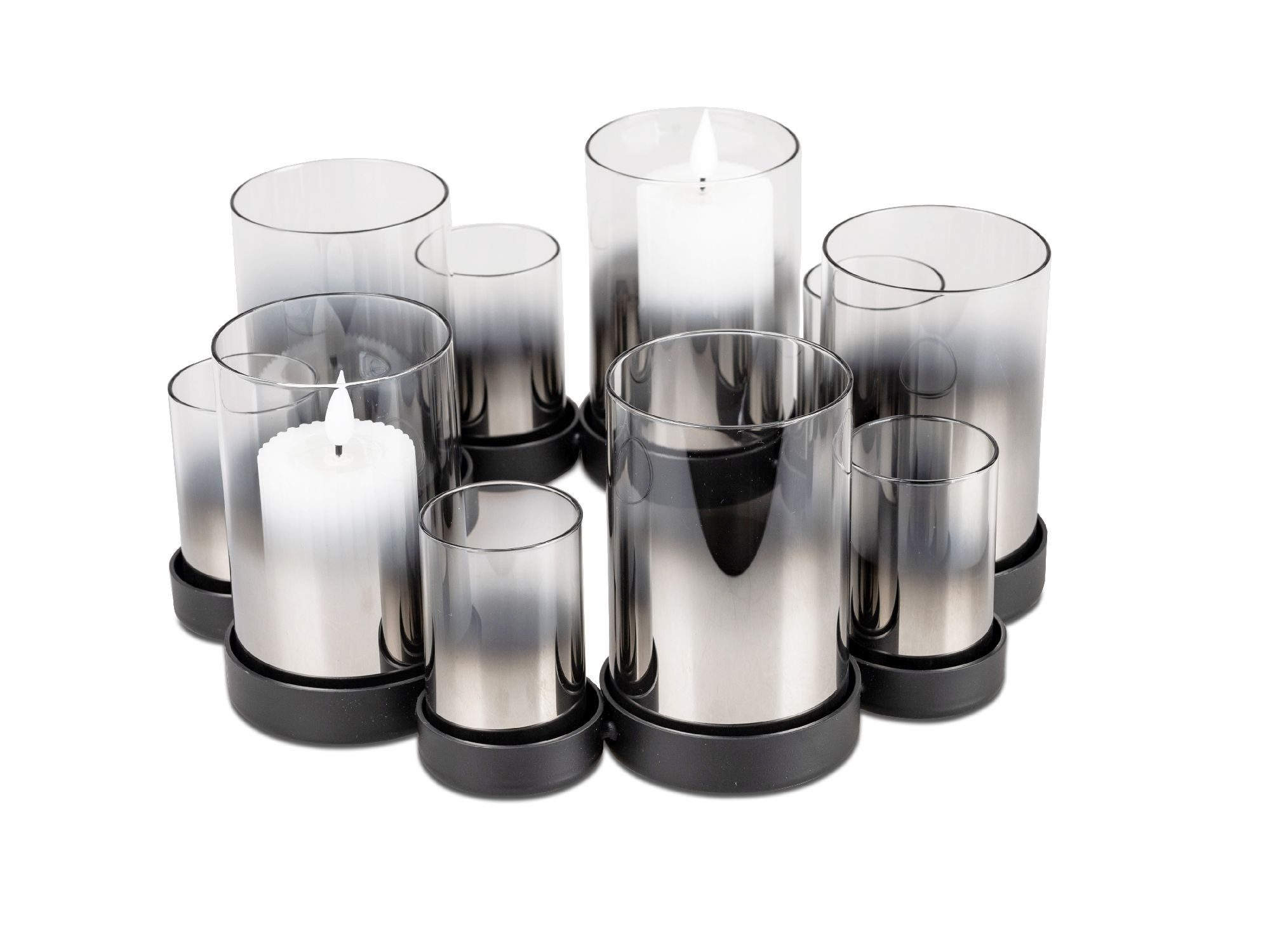 formano Windlicht Rauchglas, Höhe: 13cm, Farbe: Schwarz, Motiv: Rauchglas