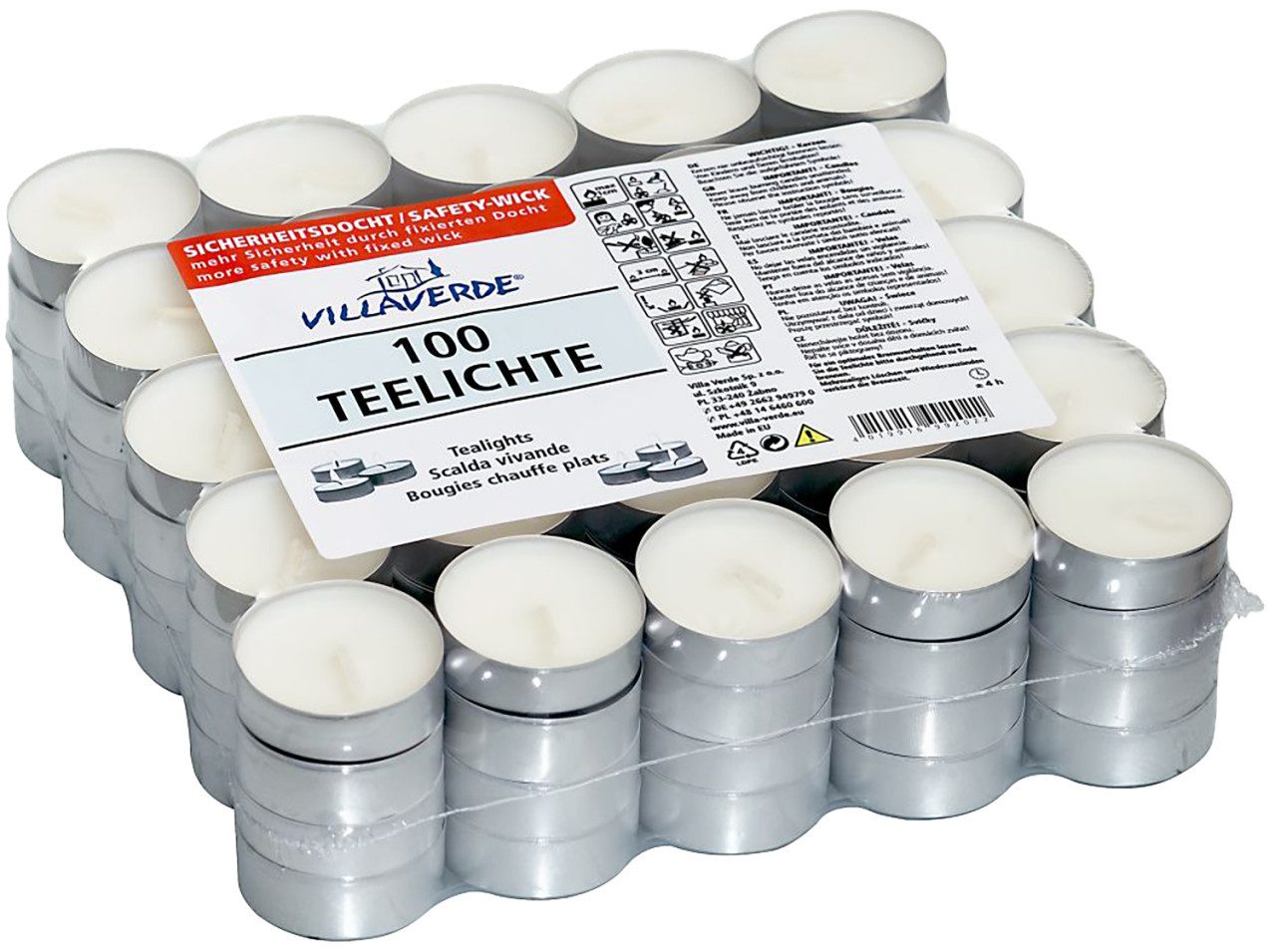 Villa Verde Teelicht Villa Verde Teelichter Ø 3,4 x 1,4 cm weiß 100er