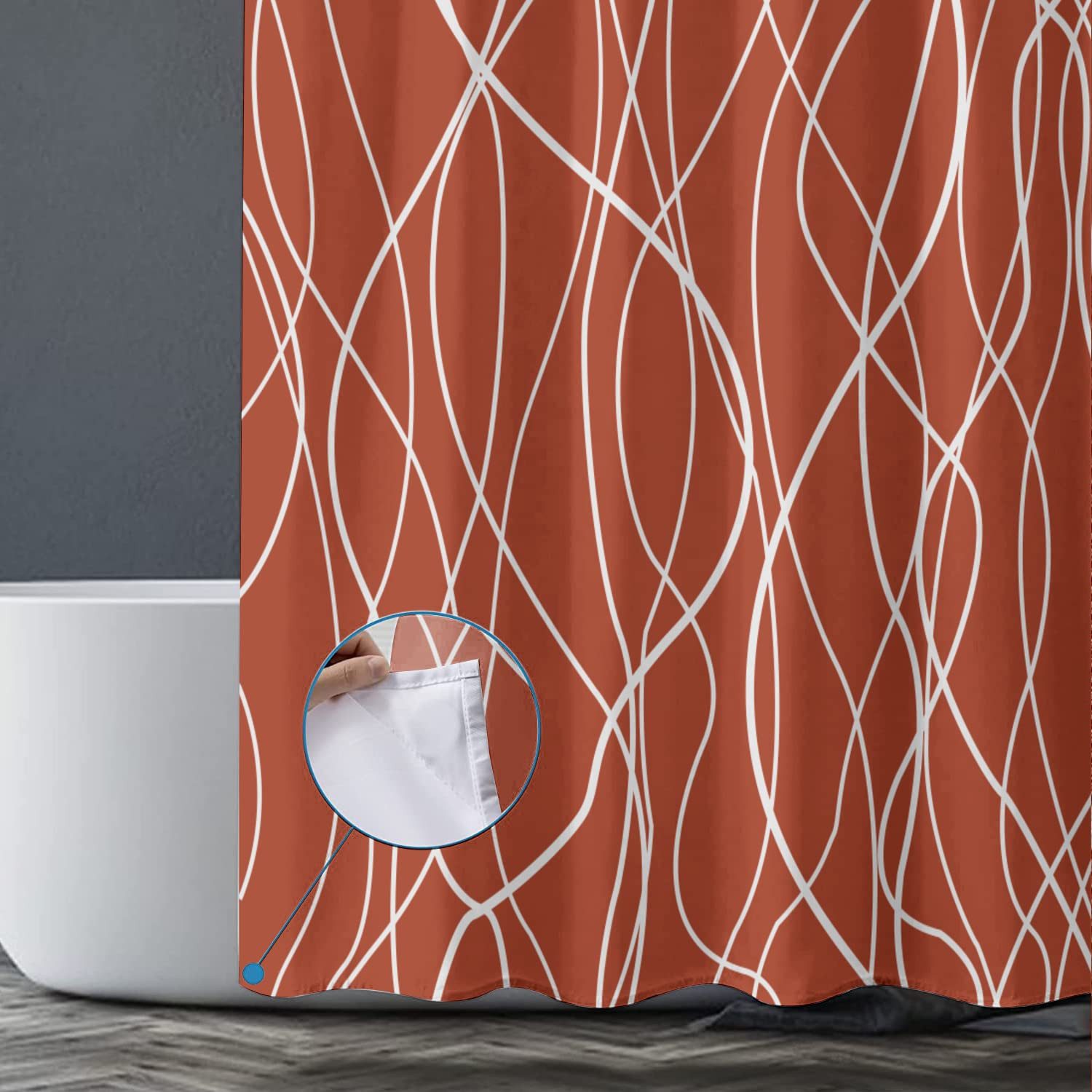 M&W DAS DESIGN Duschvorhang 180x200 Shower curtains Anti schimmel Waschbar – Bild 4 von 5