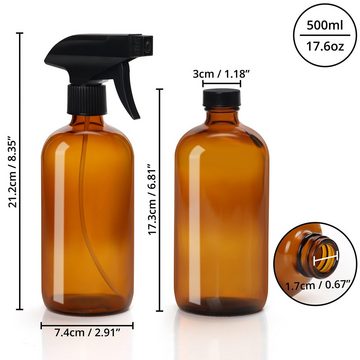 Belle Vous Sprühflasche Nachfüllbare Braunglas-Sprühflasche (3 Stück) 500ml, (1-tlg), Refillable Brown Glass Spray Bottle (3 pcs) 500ml