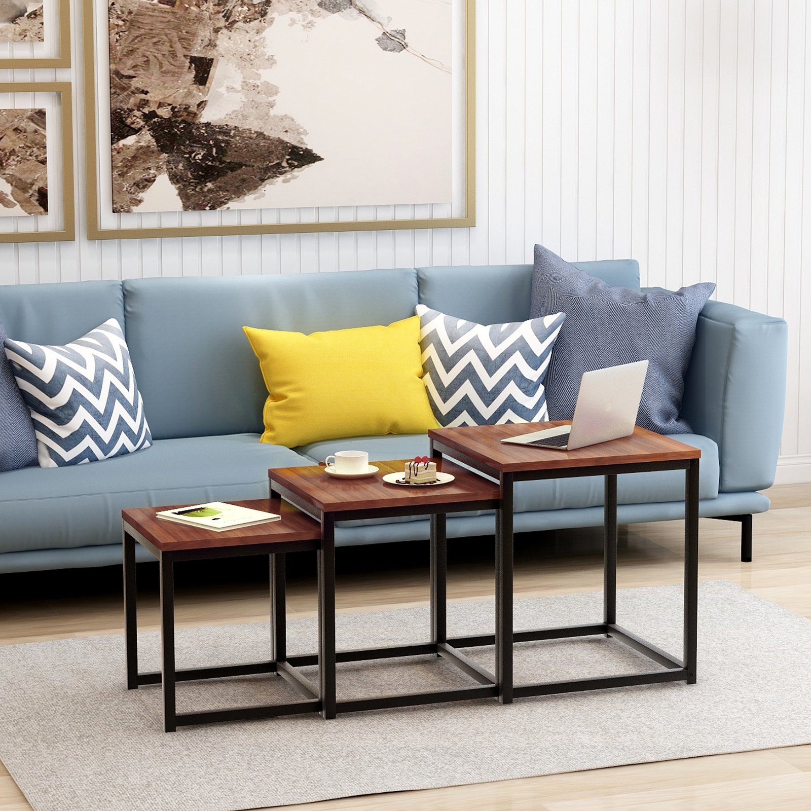 Couchtisch (3-St) Beistelltisch Industrie-Design von PHOEBE CAT - Einrichtungsvorschlag