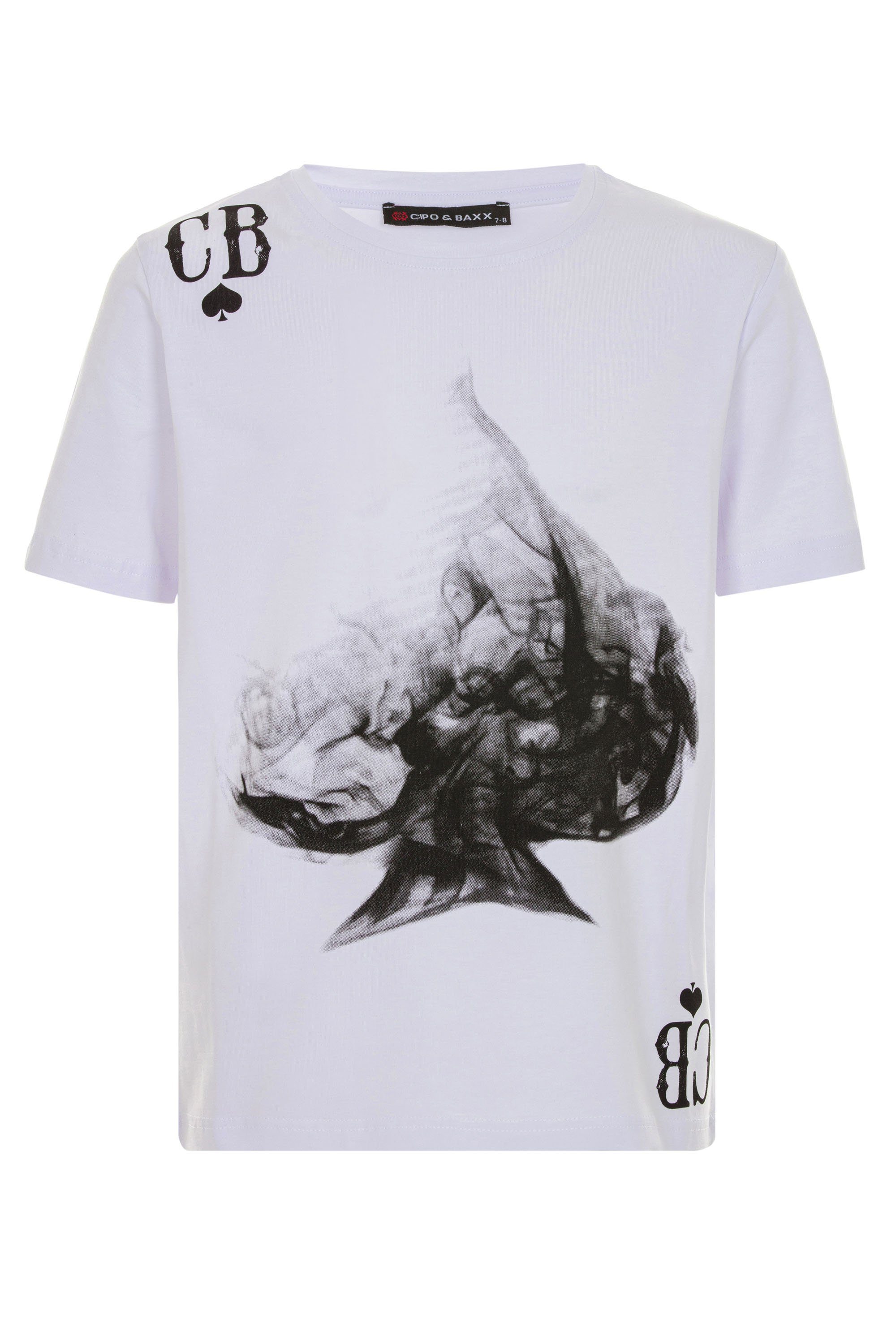 Cipo & T-Shirt coolem Print mit Baxx weiß-schwarz