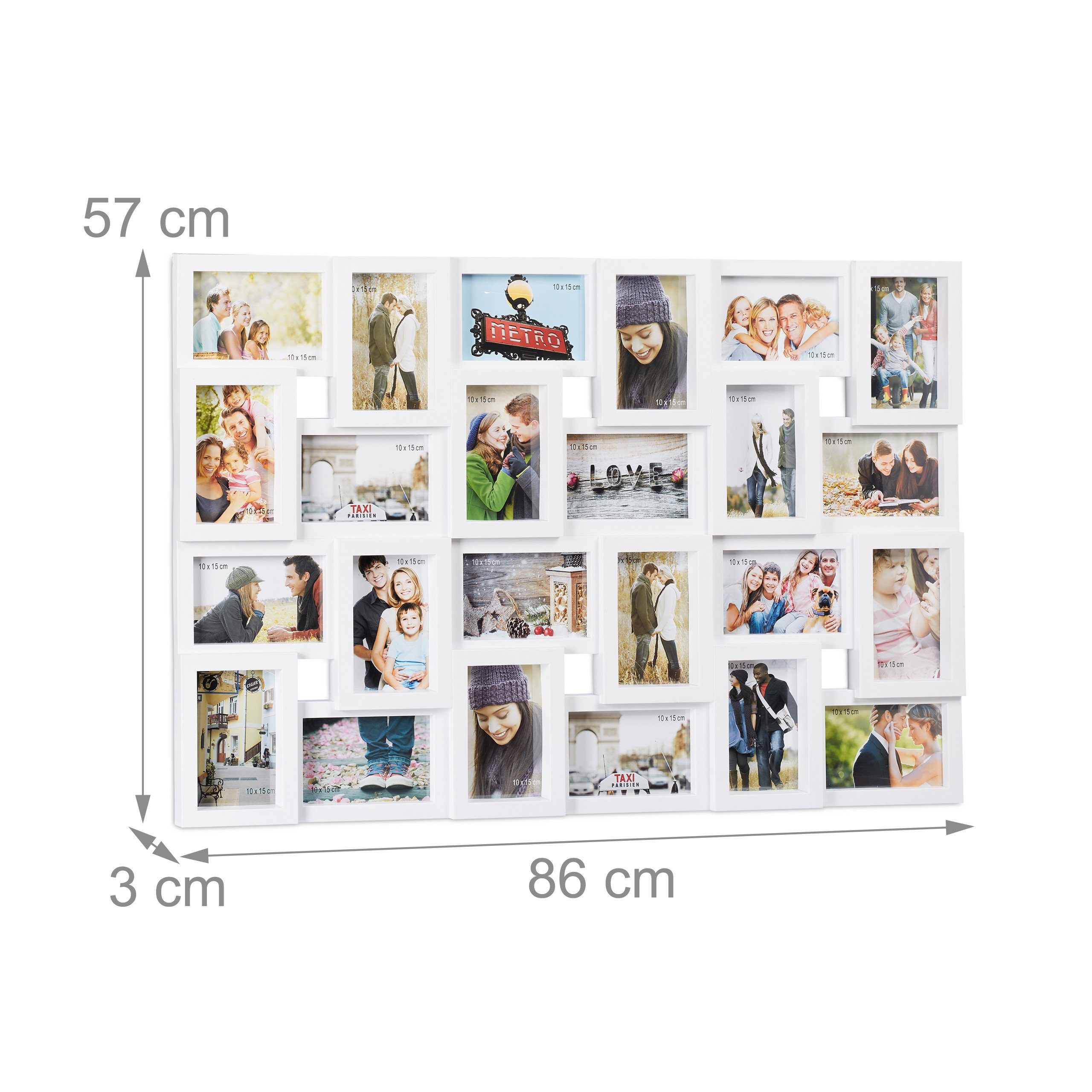 relaxdays Bilderrahmen Collagen 24 Bild, weiß