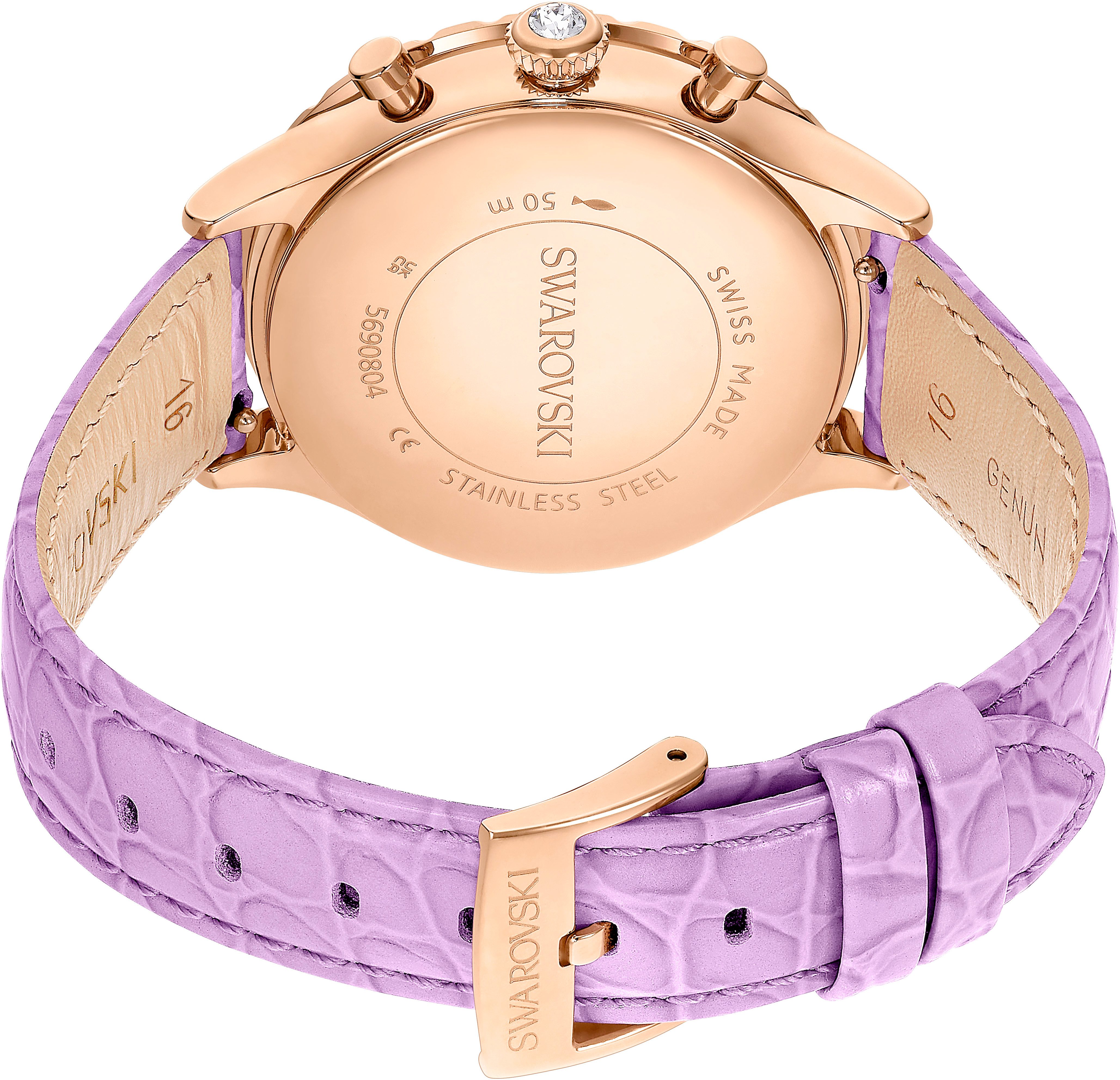 Swarovski Chronograph OCTEA CHRONO 5690804, Quarzuhr, Armbanduhr, Damenuhr, Swiss Made, Lederarmband, analog