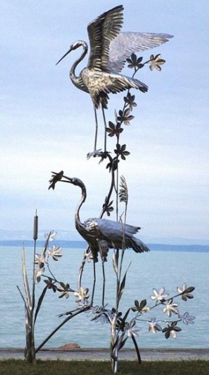 Paar x Gartendeko 125 - Reiher Silber x Wetterbeständige Elegante Edelstahl Skulptur Gartendeko Gartenfigur Vogel - Casa 101 H. Figur 270 Skulptur cm Padrino