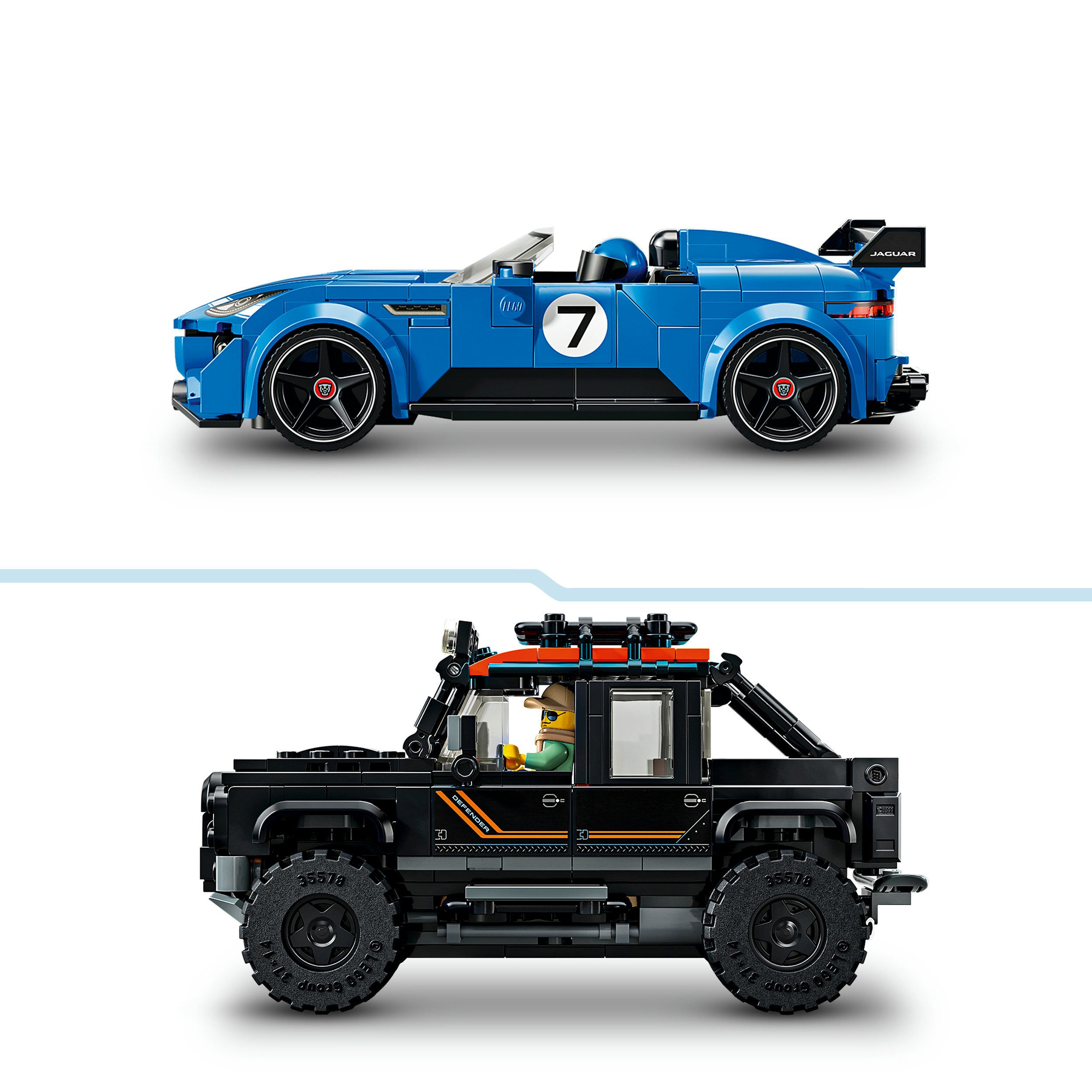 LEGO® Jaguar Project 7 & Land Rover Defender (77264), LEGO Speed Champions Konstruktionsspielsteine, (740 St), Made in Europe – Bild 5 von 5