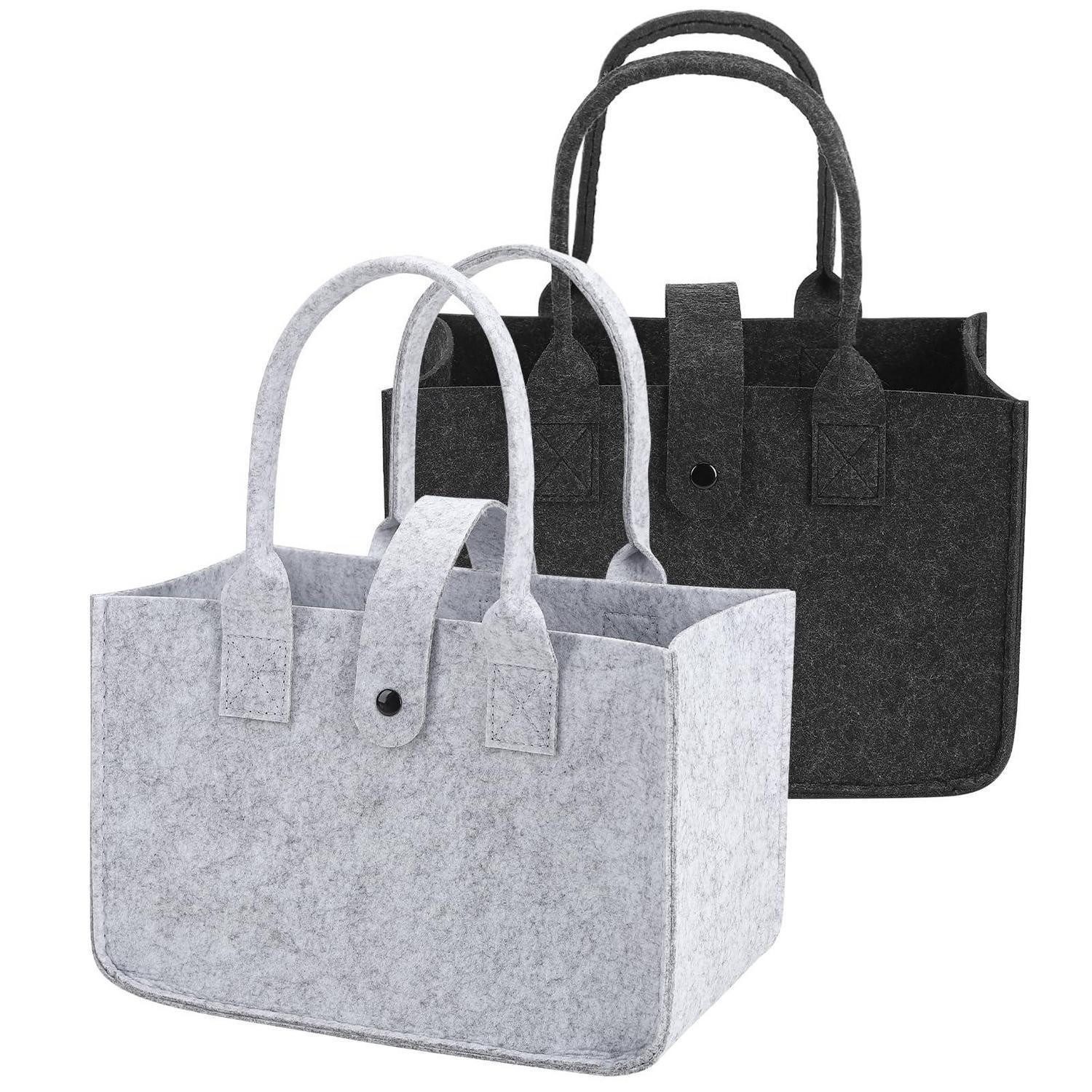 LuxusKollektion Shopper 2er-Pack Filz Einkaufstasche, faltbar