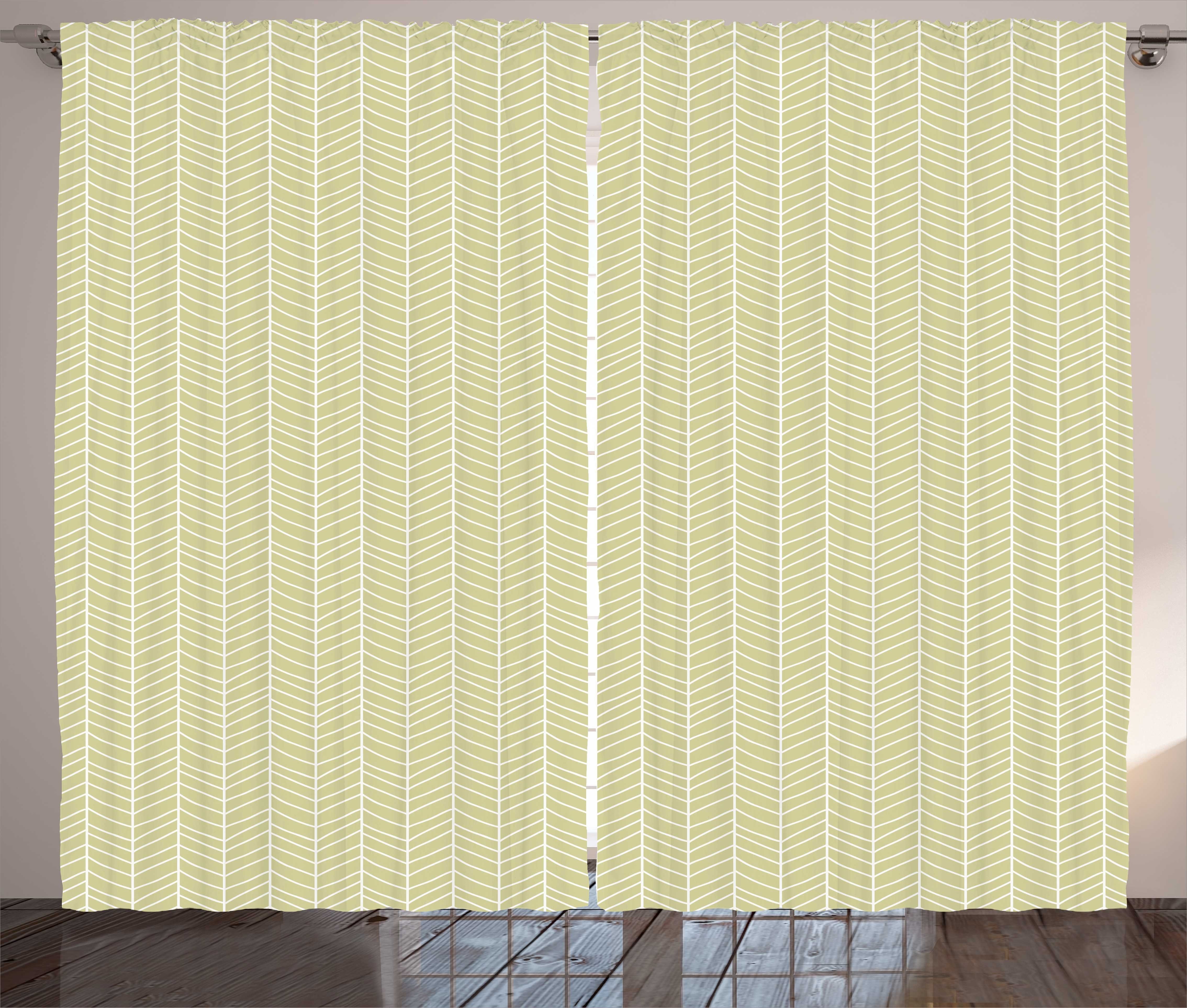 Gardine Schlafzimmer Kräuselband Vorhang mit Schlaufen und Haken, Abakuhaus, Geometrisch Abstrakt Chevron-Muster