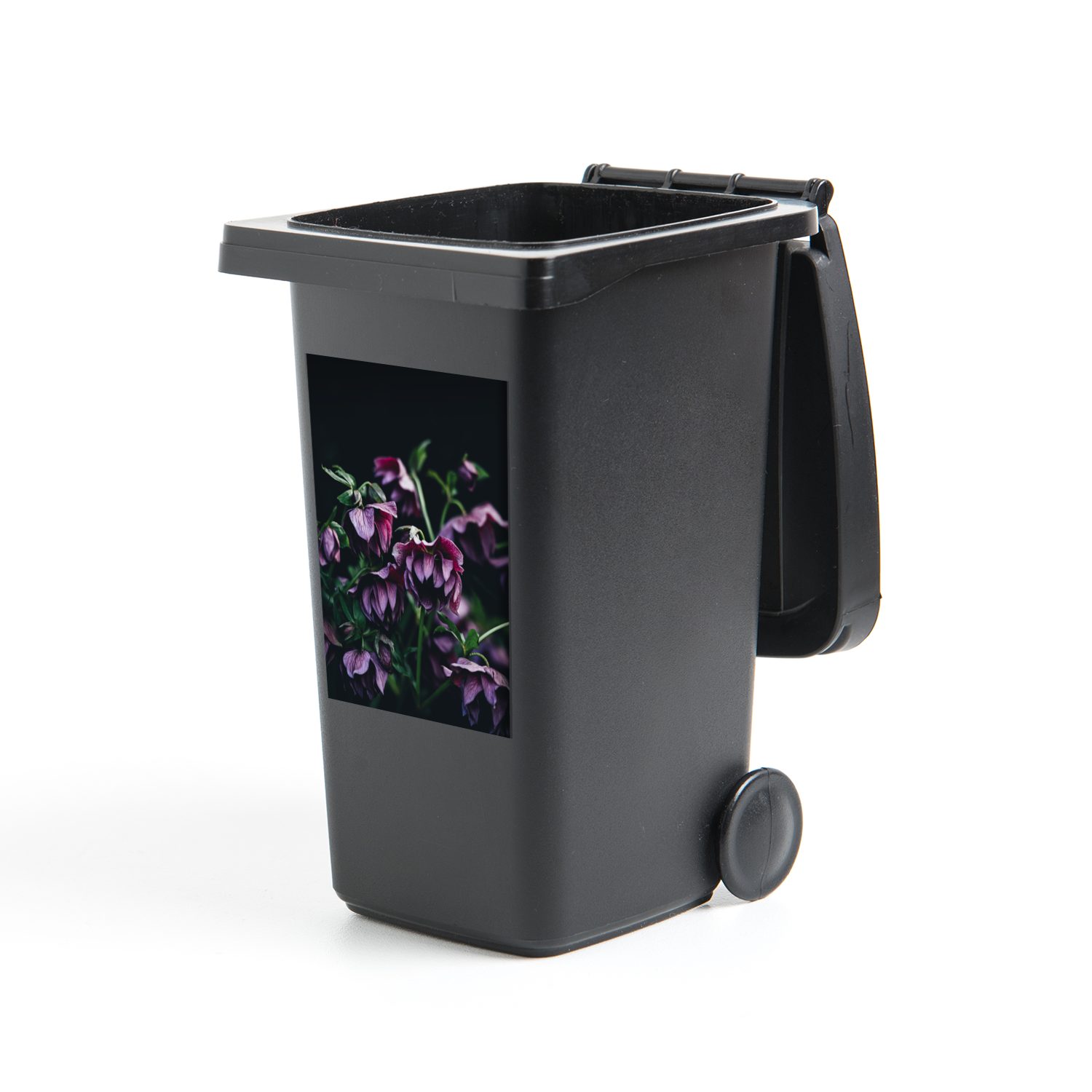 MuchoWow Wandsticker Blumen - Hell - Rosa (1 St), Mülleimer-aufkleber, Mülltonne, Sticker, Container, Abfalbehälter