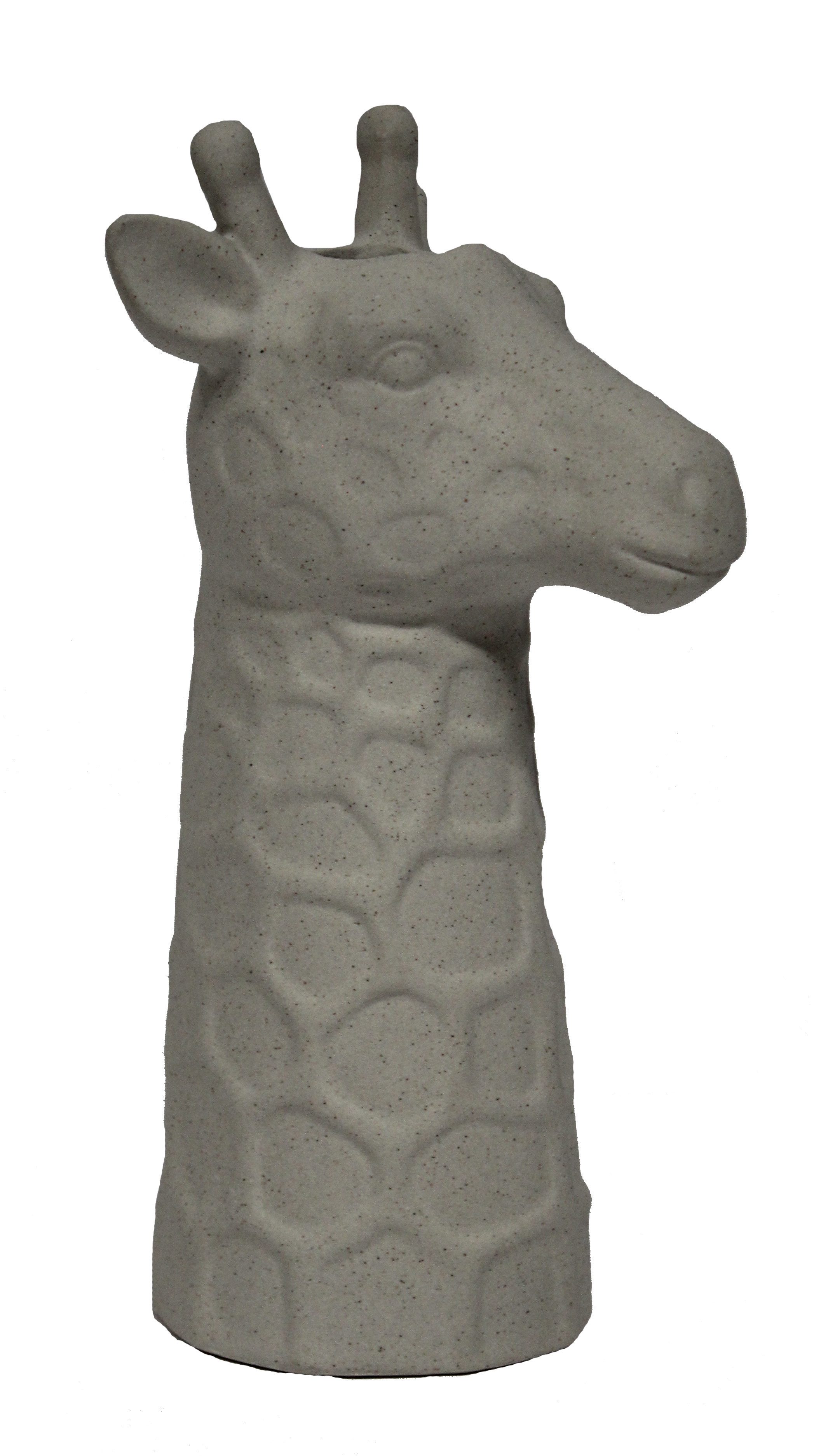 Wurm Dekovase Vase Giraffen-Kopf aus Keramik - weiß, Sand-Finish-Optik B14xH26xT12cm