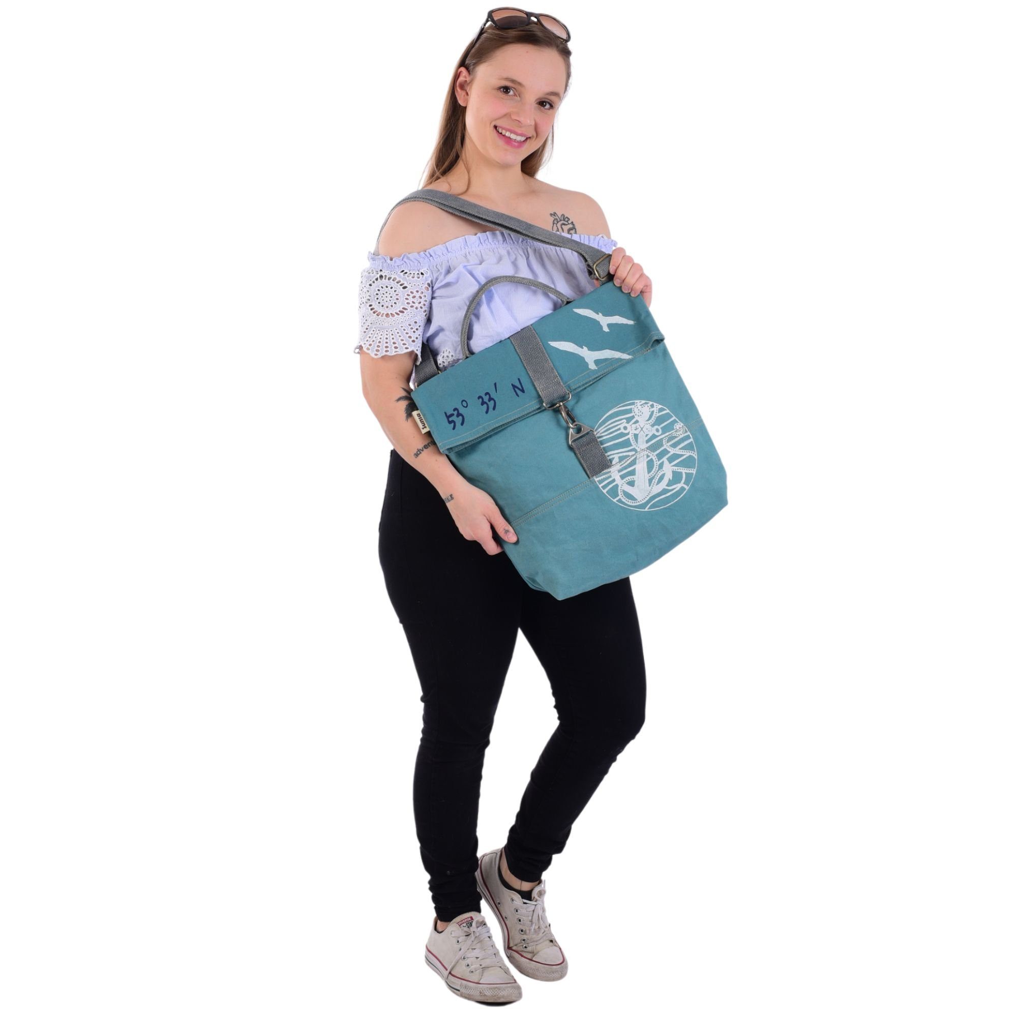 Sunsa Umhängetasche Handtasche, Schultertasche, Umhängetasche, Große blaue Damen Maritim vegan