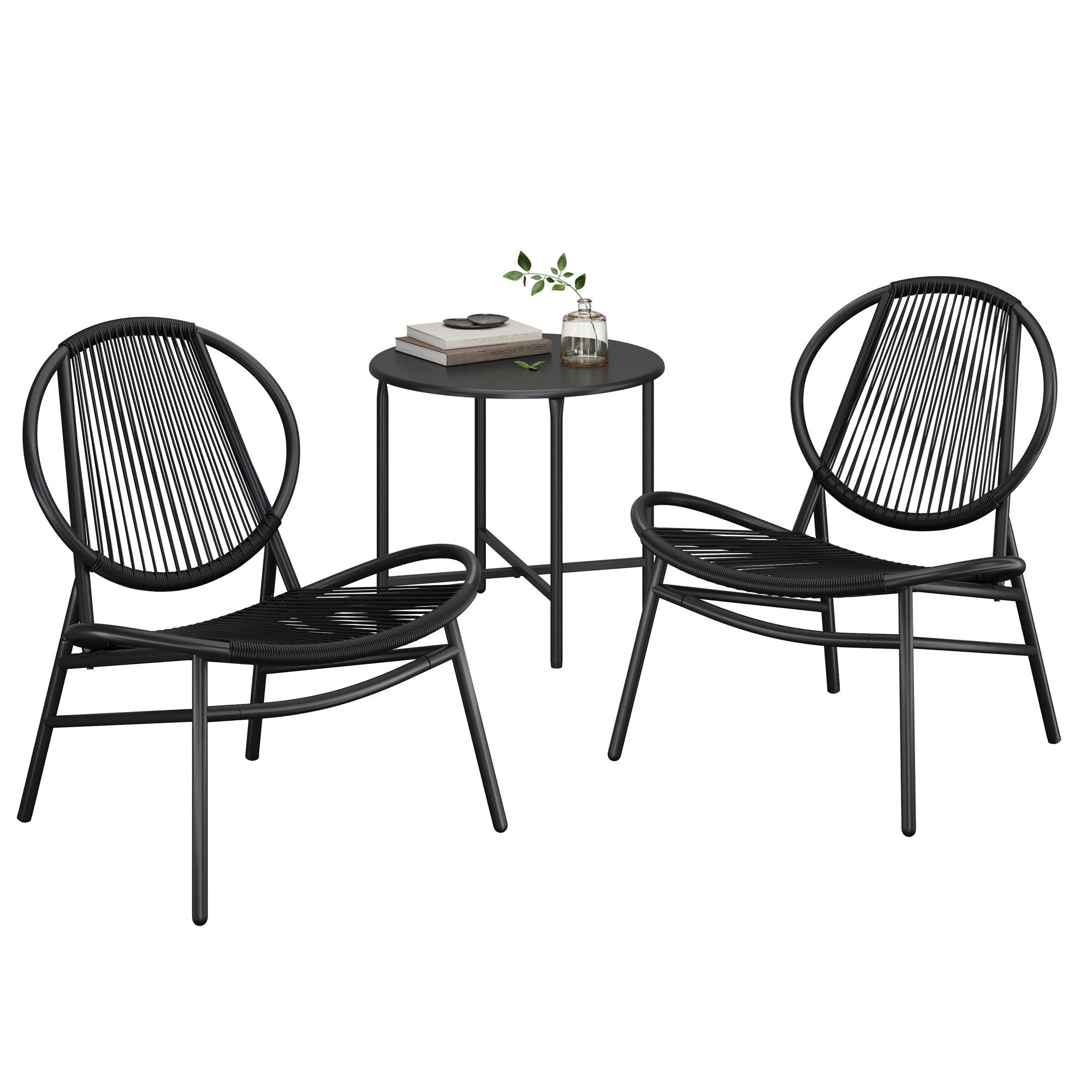 SONGMICS Gartenlounge-Set, (3-tlg), Balkonmöbel, mit Tisch, 2 Stühlen, für Terrasse