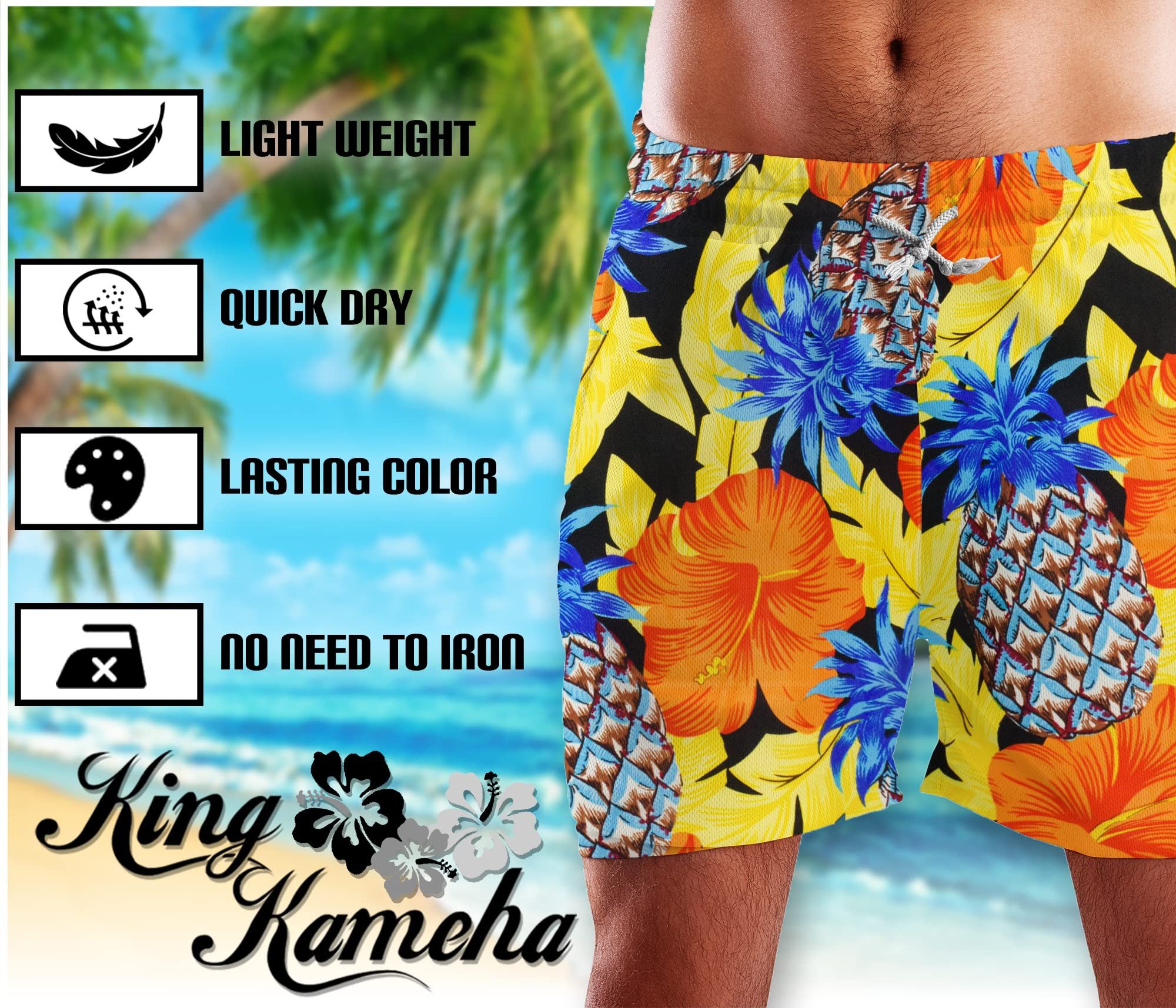 King Kameha Badeshorts Pineapple Hibiscus Hawaii günstig online kaufen