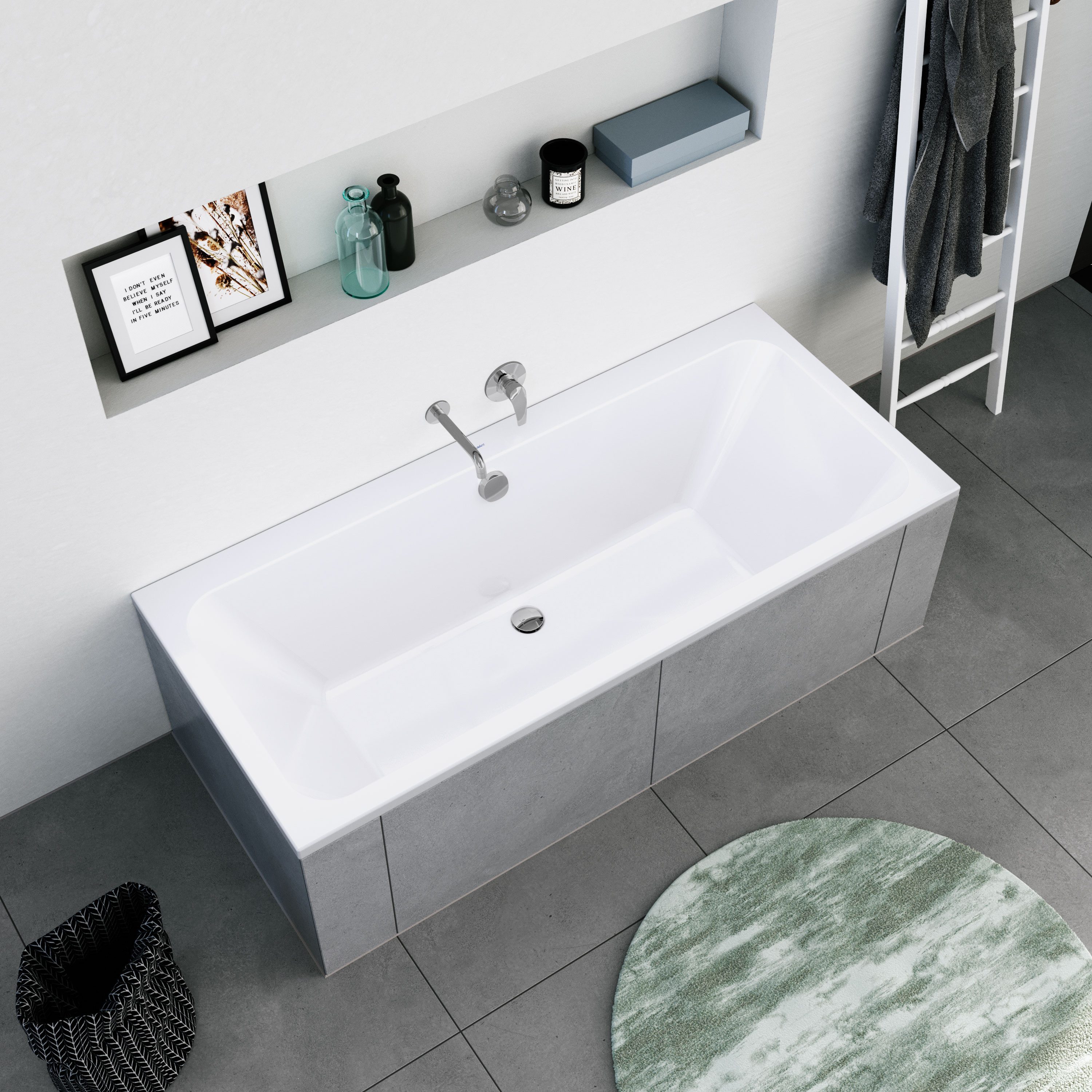Duravit Einbauwanne DuraPecos Weiß 180 x 80 cm, Einbauwanne Acryl weiß rechteckig 2-Sitzer