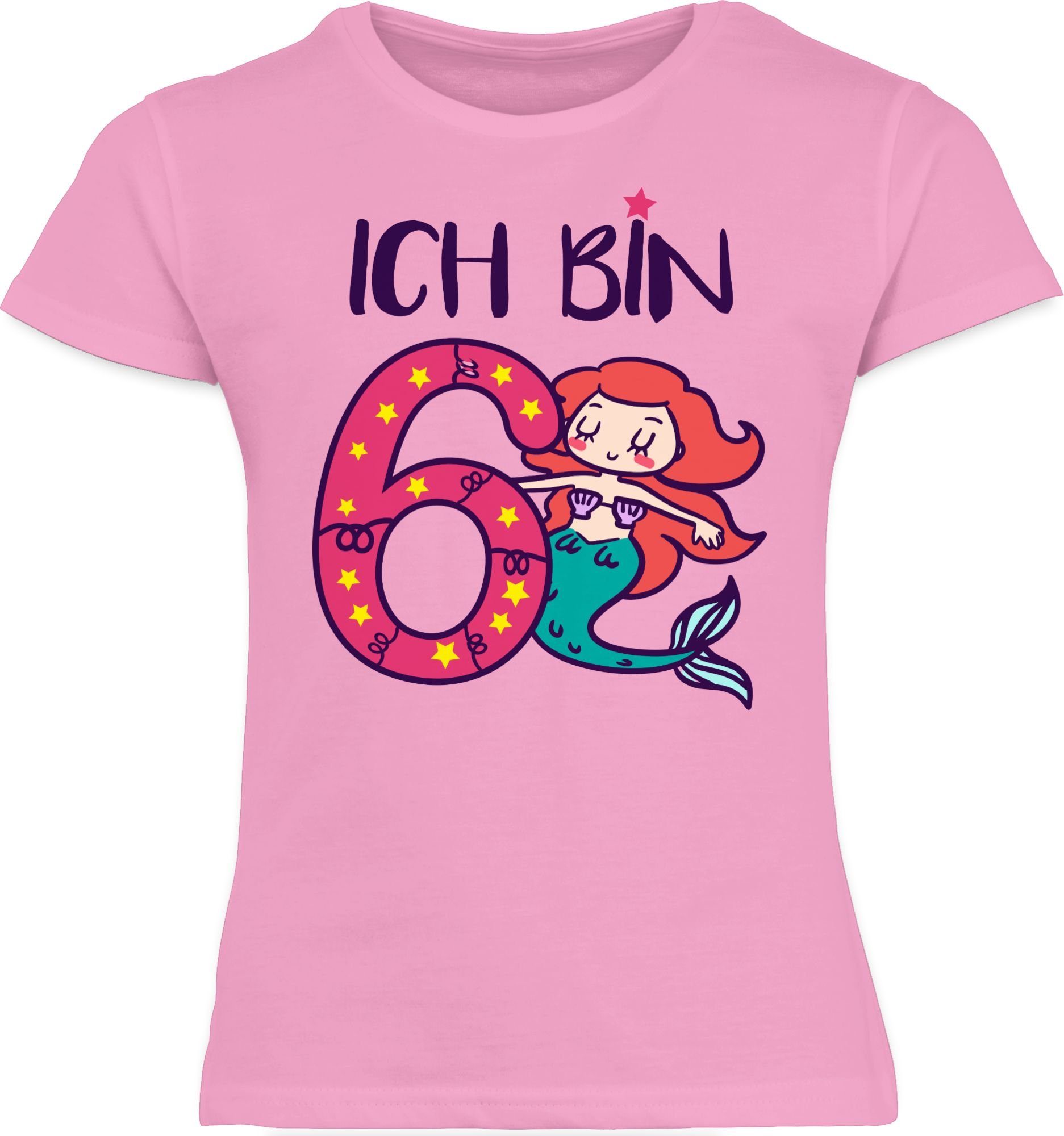 1 bin Ich sechs T-Shirt Shirtracer Meerjungfrau Geburtstag Rosa 6.