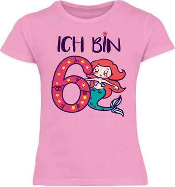 Shirtracer T-Shirt Ich bin sechs Meerjungfrau 6. Geburtstag