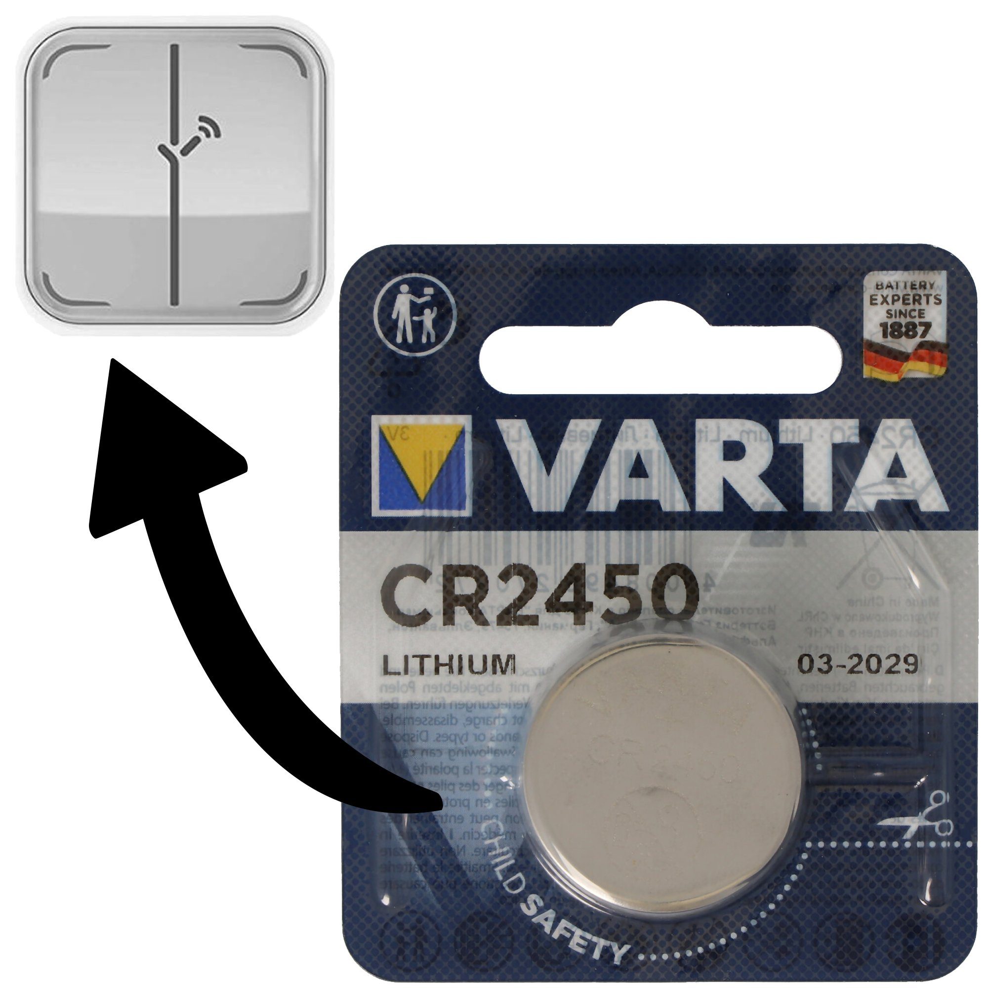 VARTA Batterie passend für Osram Lightify Switch Dimmschalter 1x Varta CR24 Batterie, (3,0 V) | Batterien