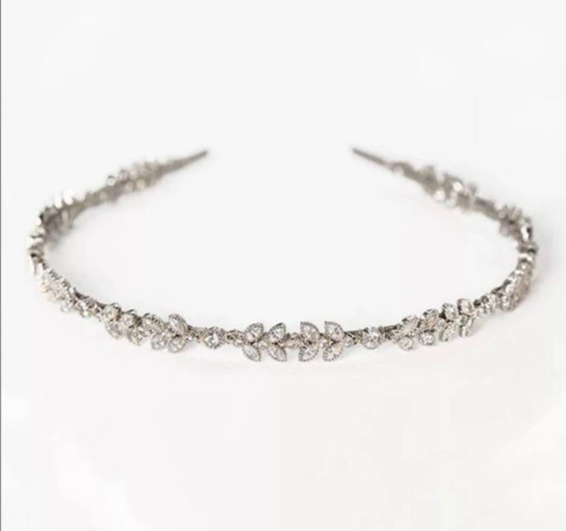 handgefertigt Hochzeitsschmuck Diadem 1-teilig), silber Haarschmuck Brautschmuck Zirkonia Brautkrone Haarreifen (1-tlg.,