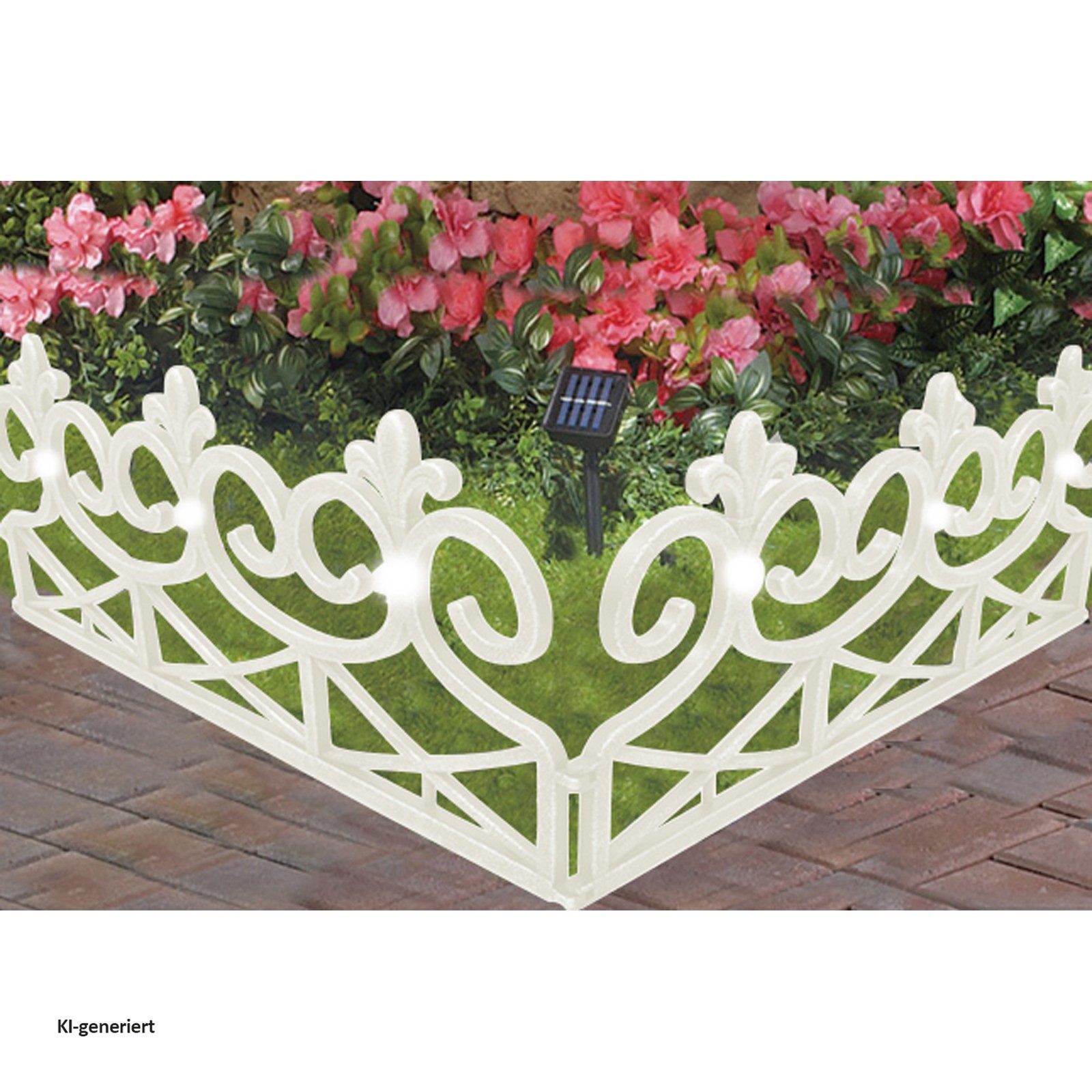 HTI-Living Beetumrandung Rasenkante 240 cm mit Solarlichterkette, LxH: 60x32.5 cm, Set, 4 Zaunelemente inkl. Solarbeleuchtung, Beeteinfassung Beetumrandung Zierzaun