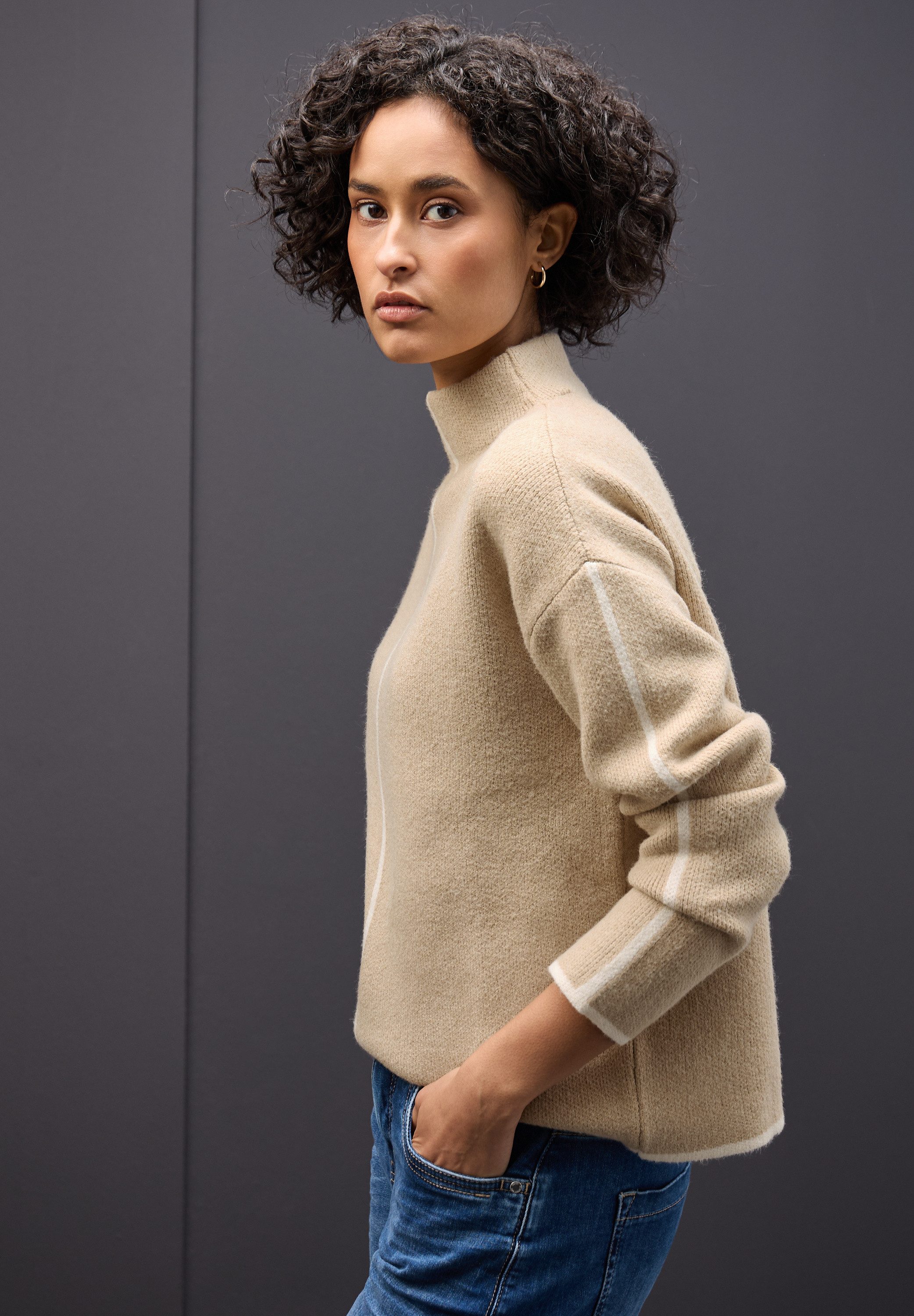 STREET ONE Strickpullover mit Kontrastdetails günstig online kaufen