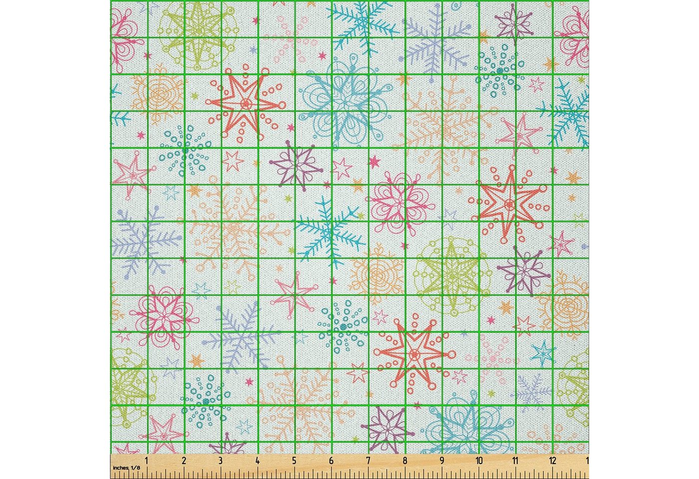 Thumbnail - Abakuhaus Stoff DIY Bastler Stoff für Dekorationszwecke, Winter Bunte Gekritzel-Schnee