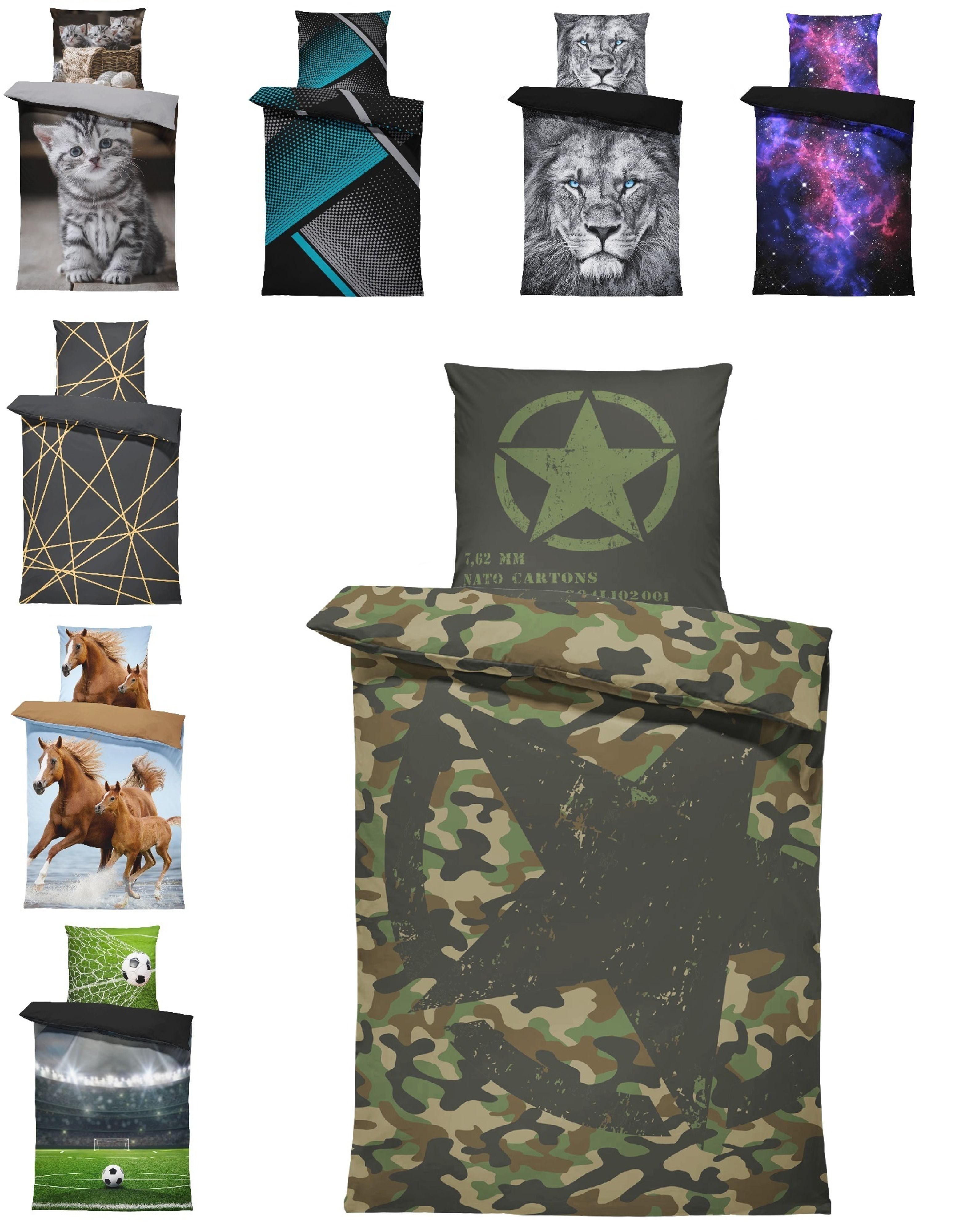 One Home Bettwäsche Fotodruck, Mikrofaser, 4 teilig, Militär Camouflage Tar günstig online kaufen
